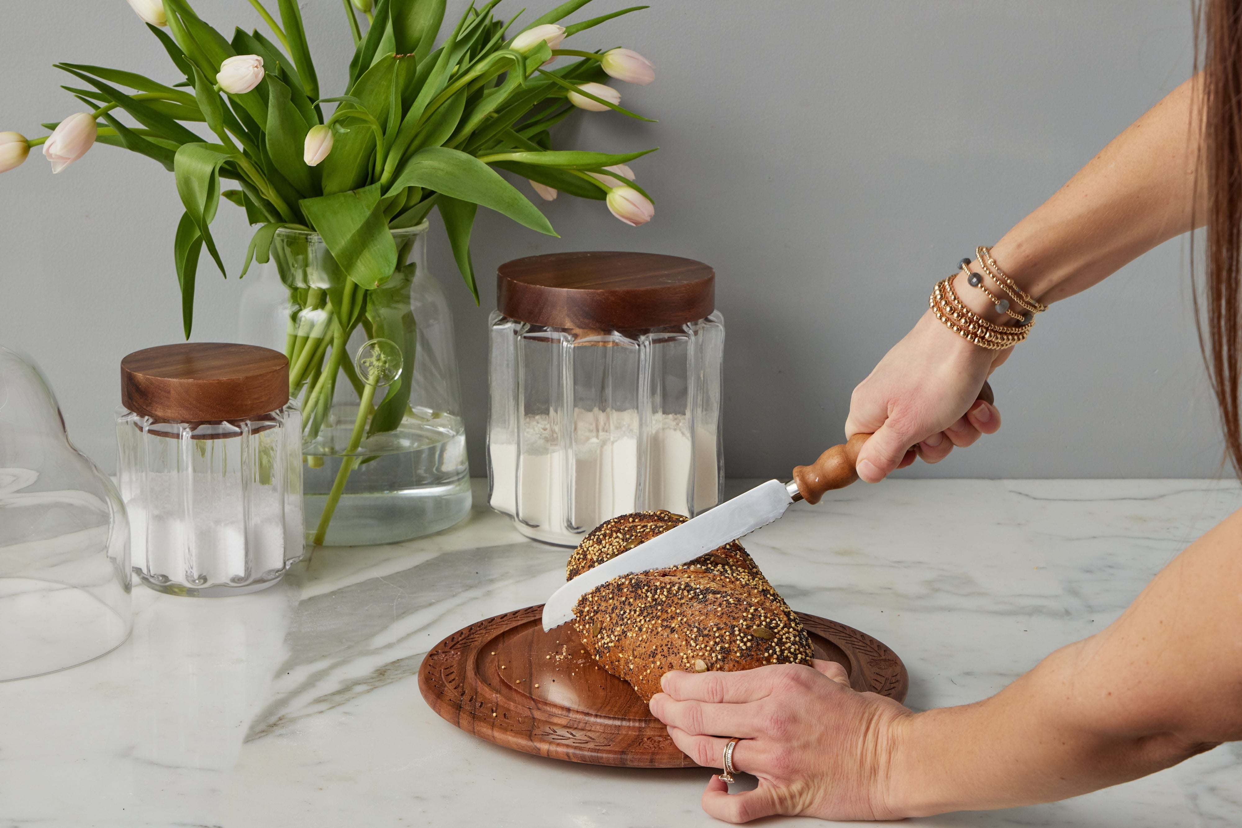 Serrated Bread Knife with Wood Handle