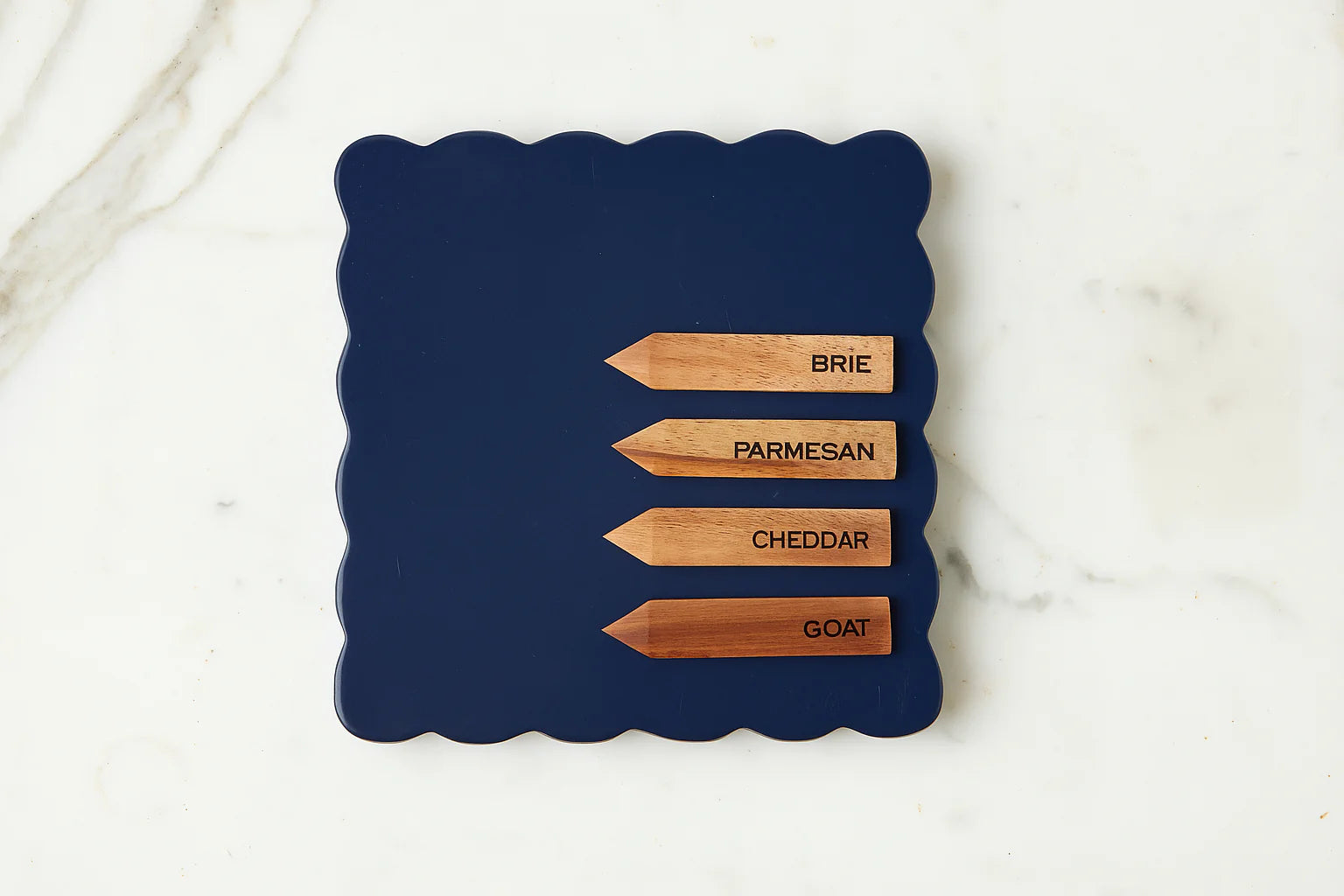 Square Scalloped Cheese Board with Cheese Markers
