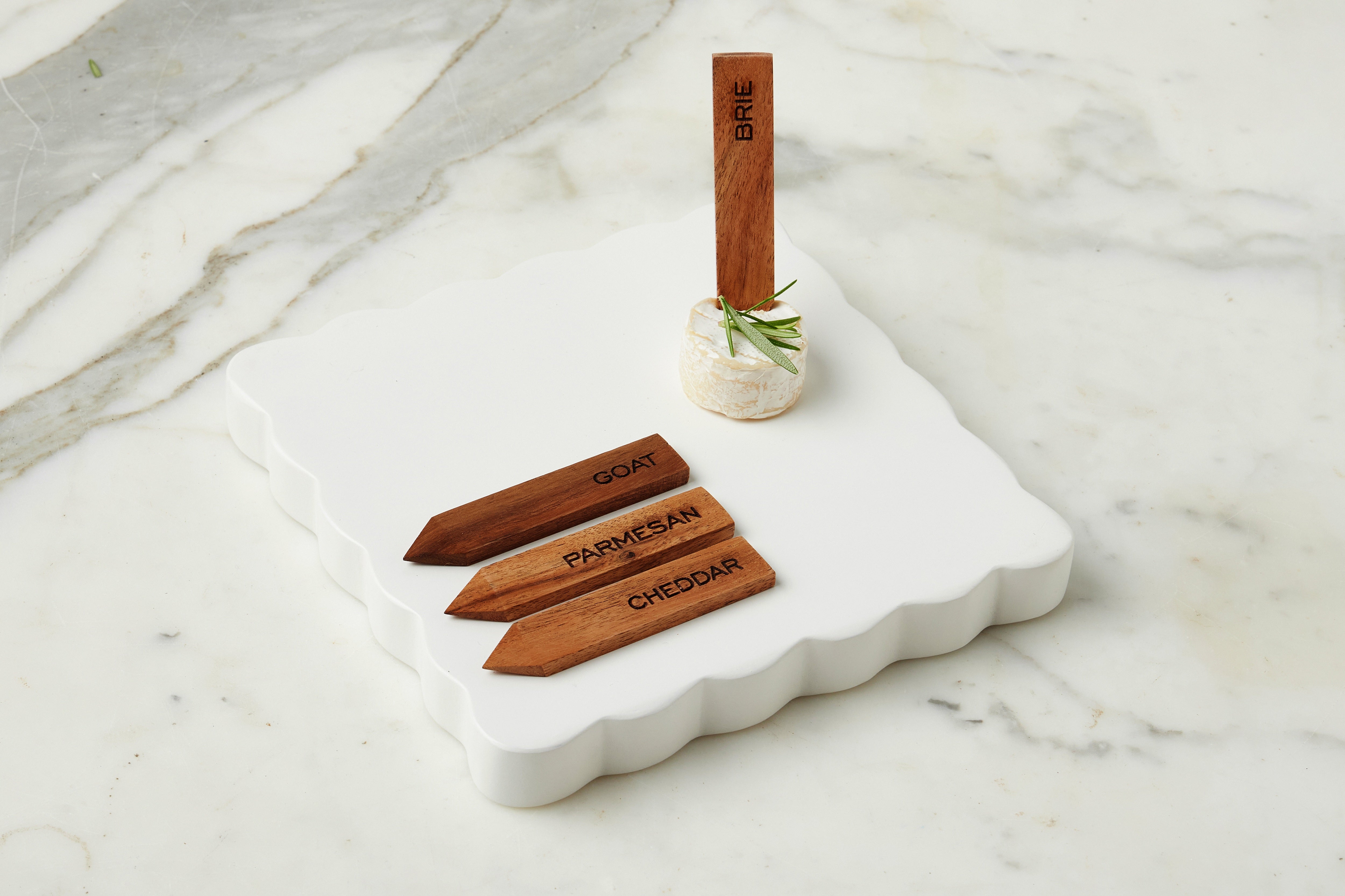 Square Scalloped Cheese Board with Cheese Markers