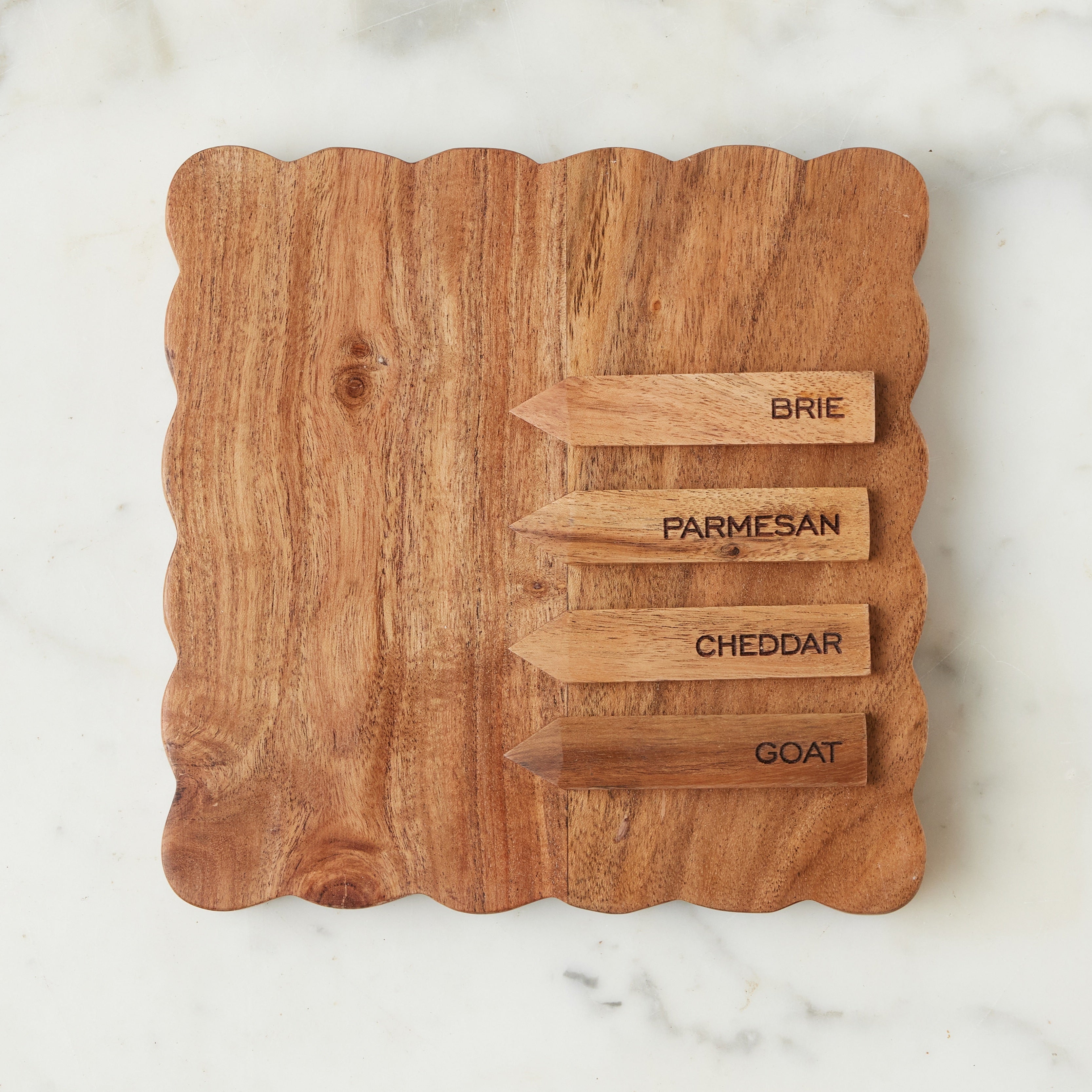 Square Scalloped Cheese Board with Cheese Markers - Thumbnail 5