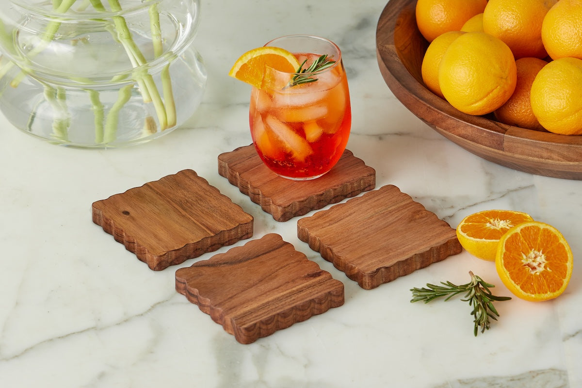 Square Scalloped Coasters, Set of 4