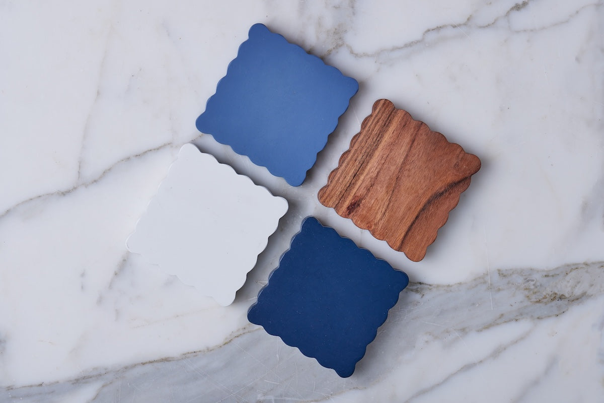 Square Scalloped Coasters, Set of 4