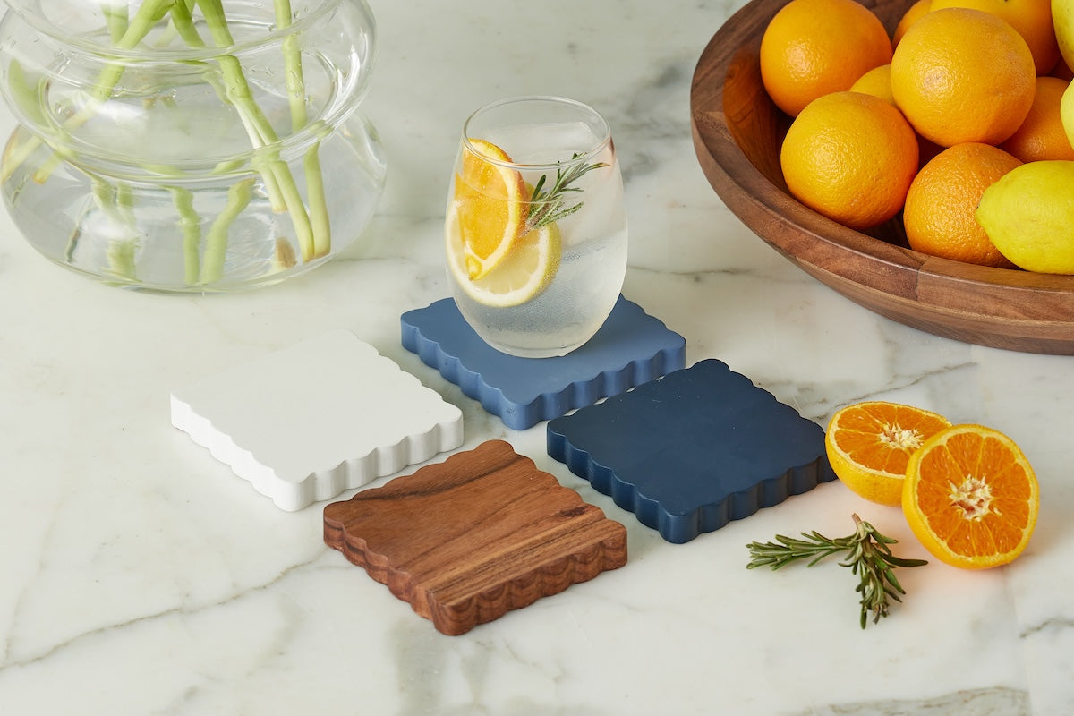 Square Scalloped Coasters, Set of 4