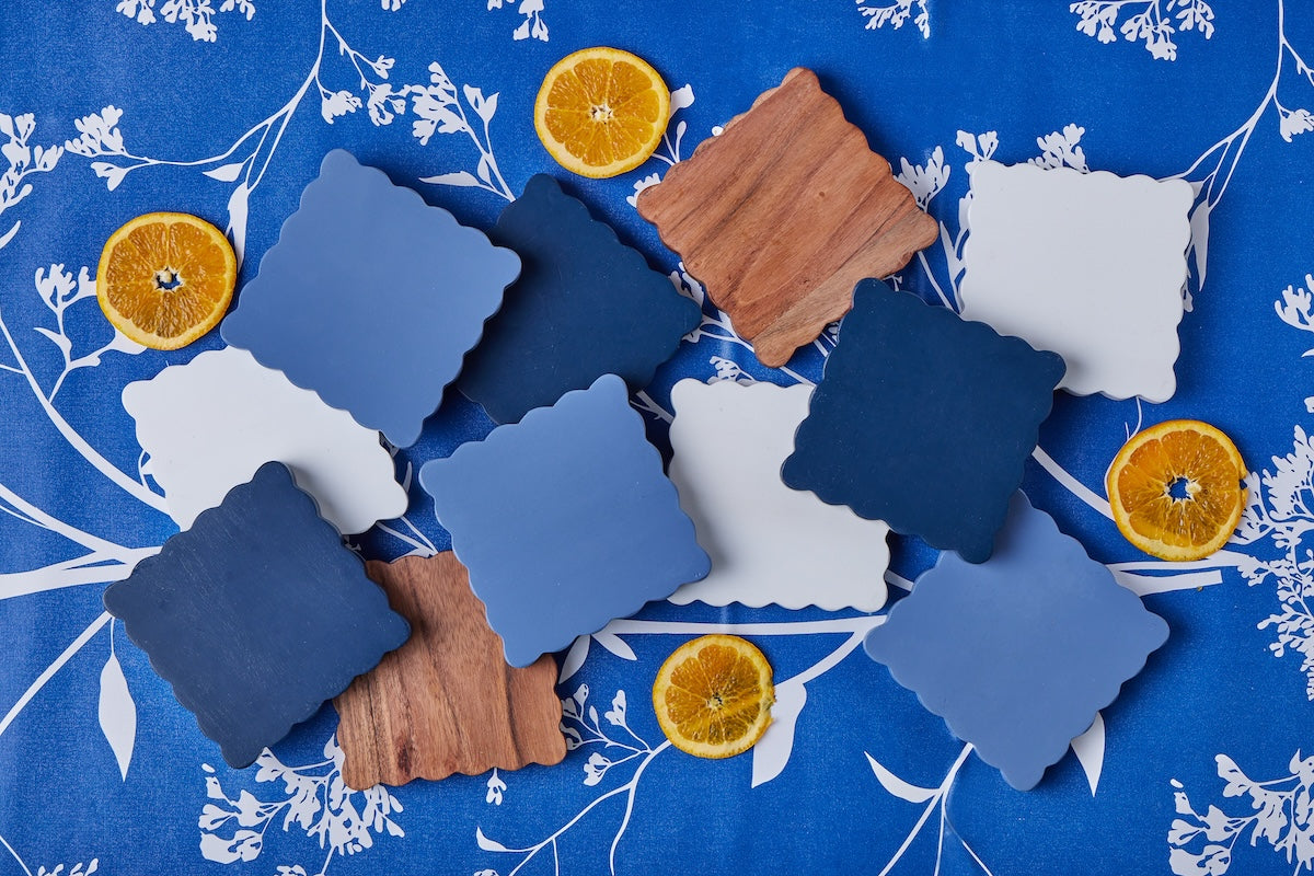 Square Scalloped Coasters, Set of 4