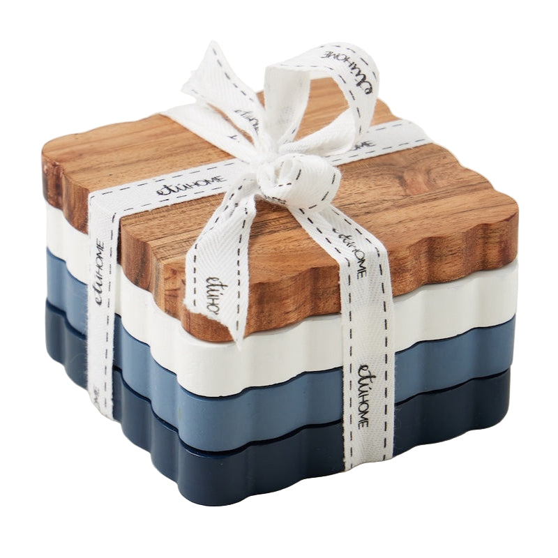 Square Scalloped Coasters, Set of 4