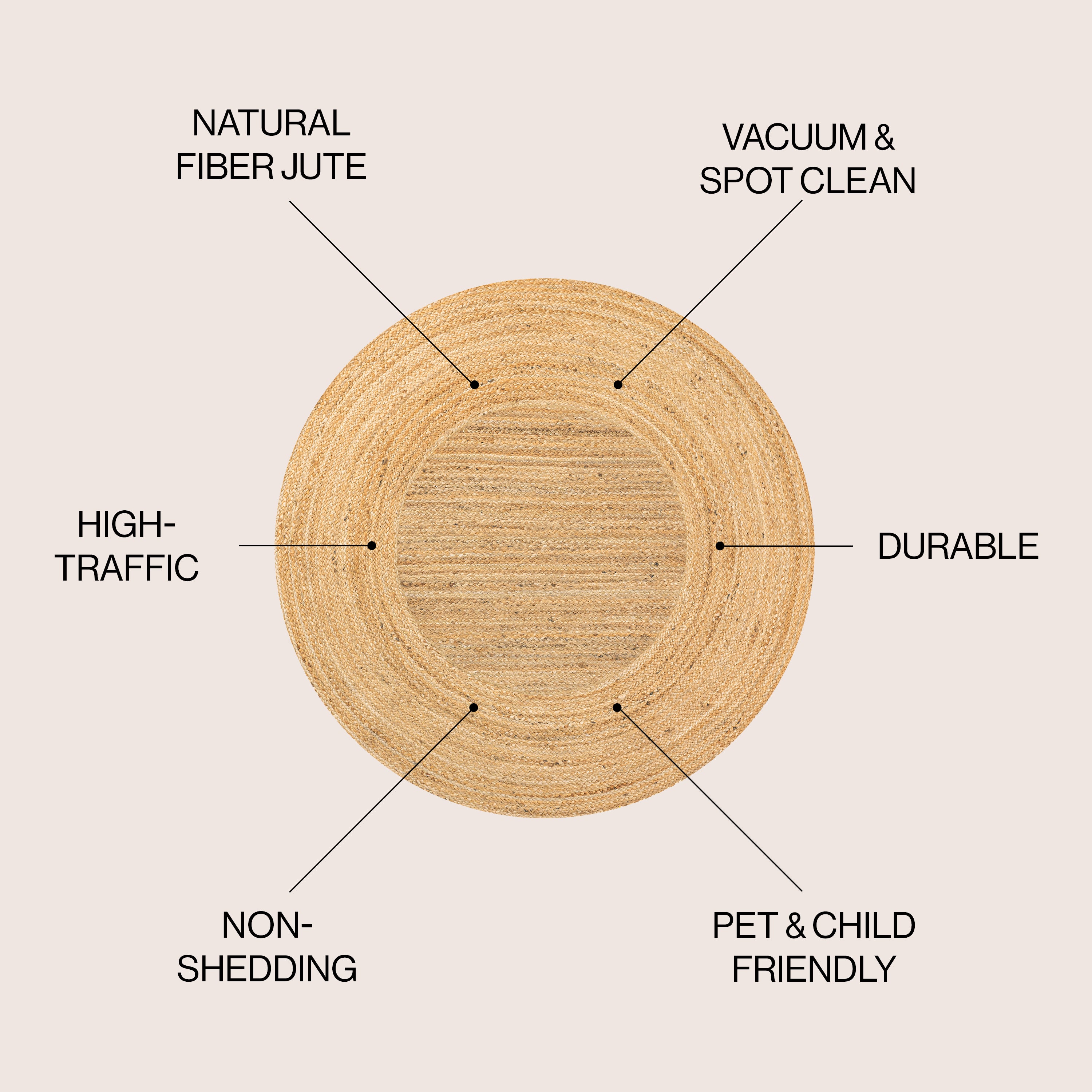 Harmony Boho Jute Circle Round Area Rug