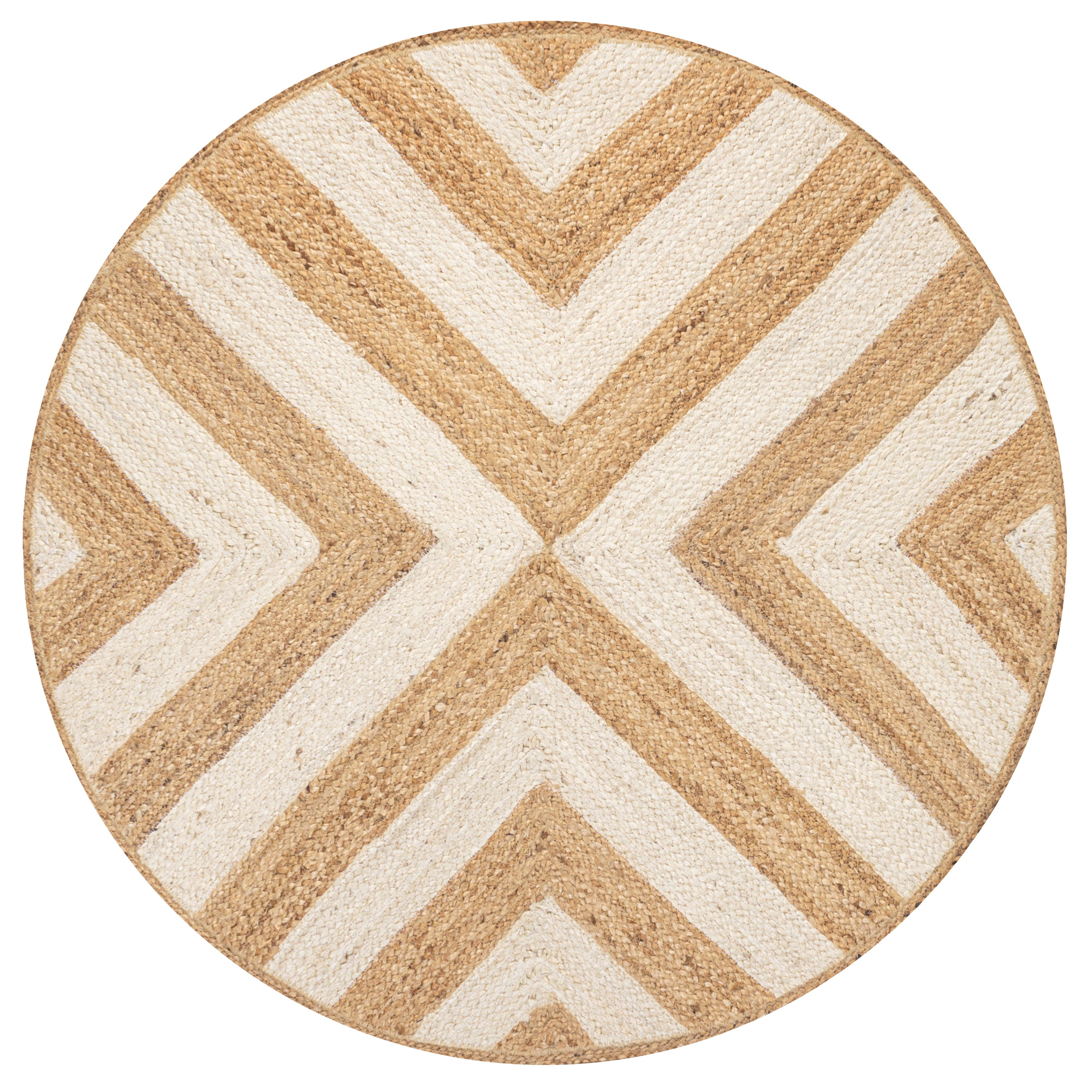 Piper Two-Tone Chevron Round Jute Round Area Rug