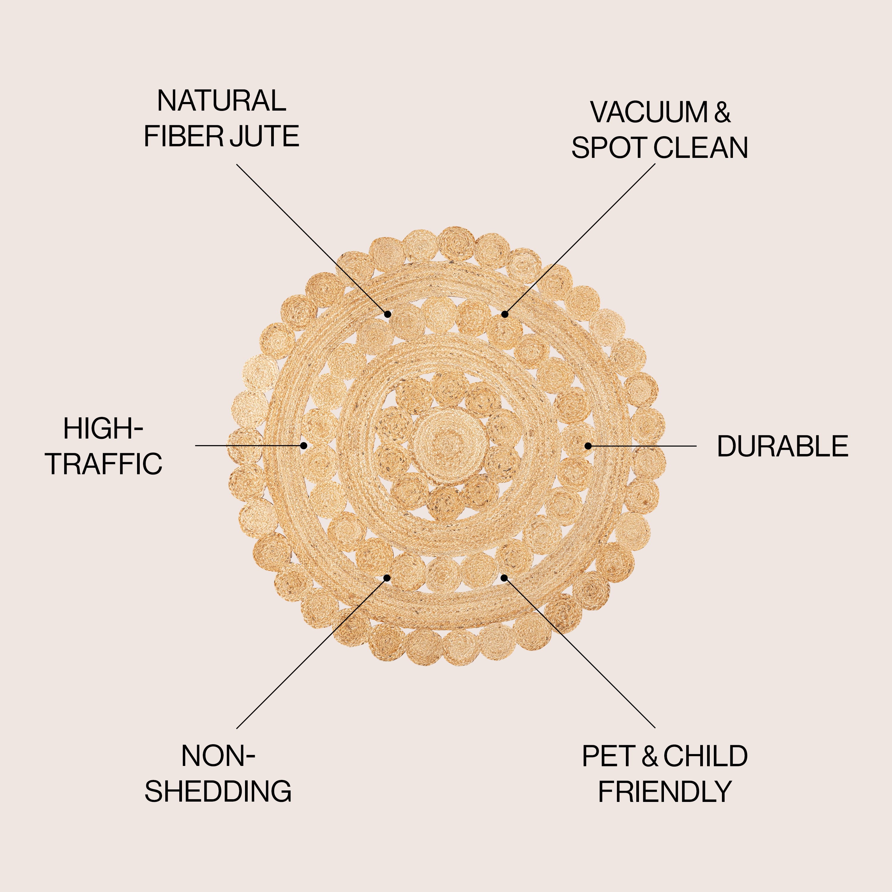 Daisy Hippy Jute Medallion Circle Round Area Rug