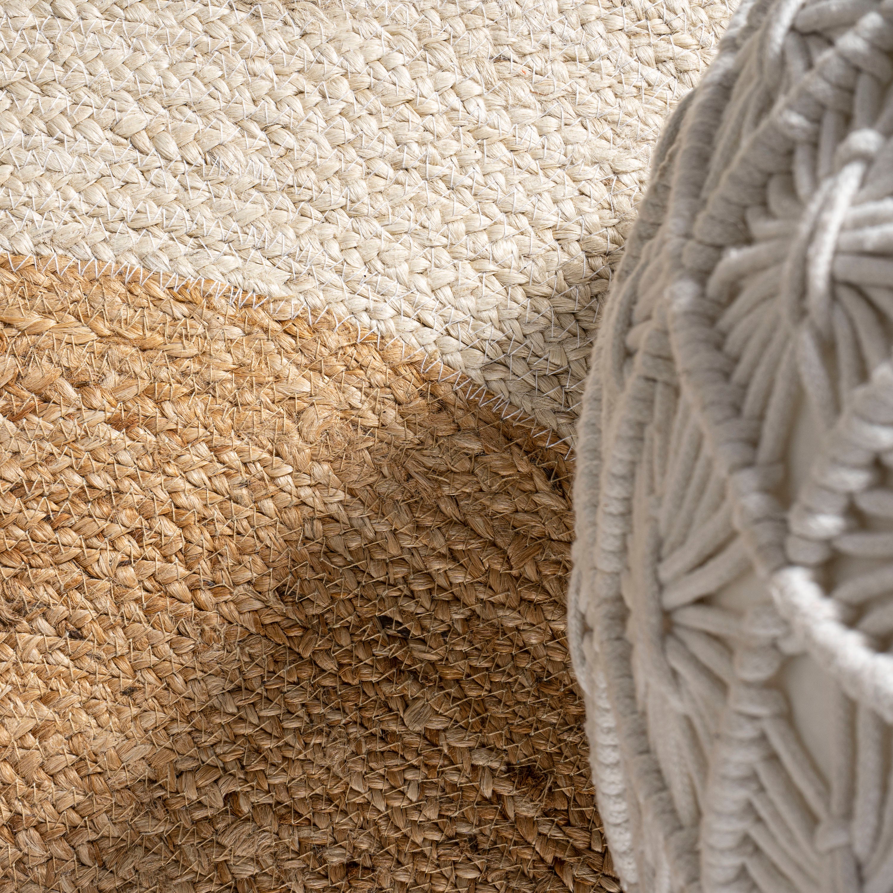 Oceana Two-Tone Boho Jute Circle Round Area Rug