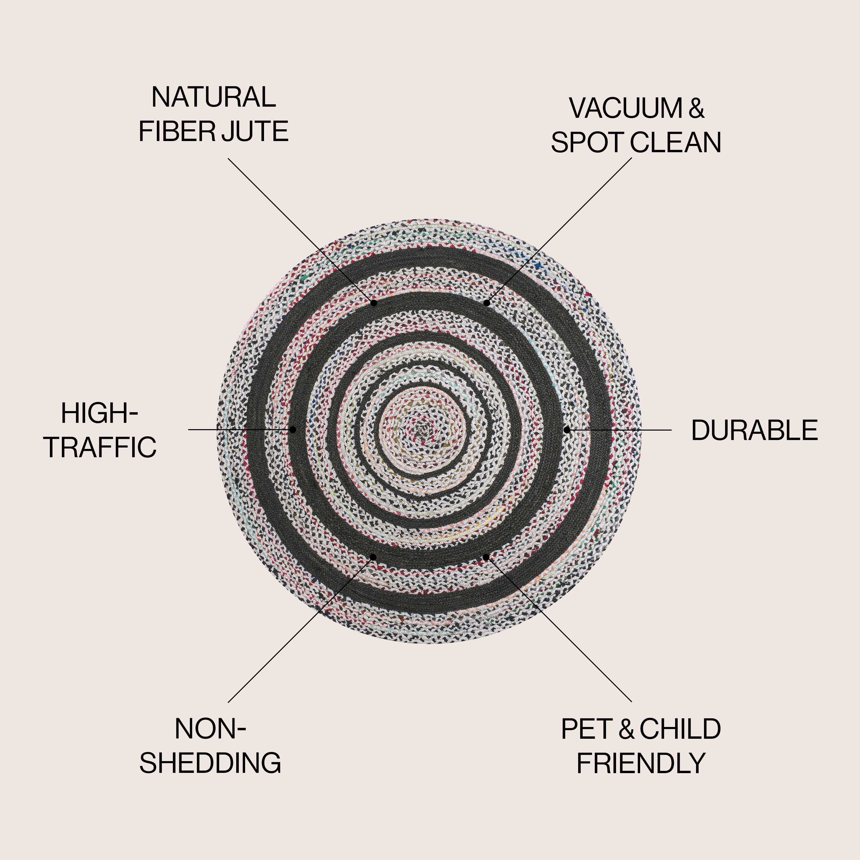 Abyss Braided Bohemian Coastal Round Jute Area Rug