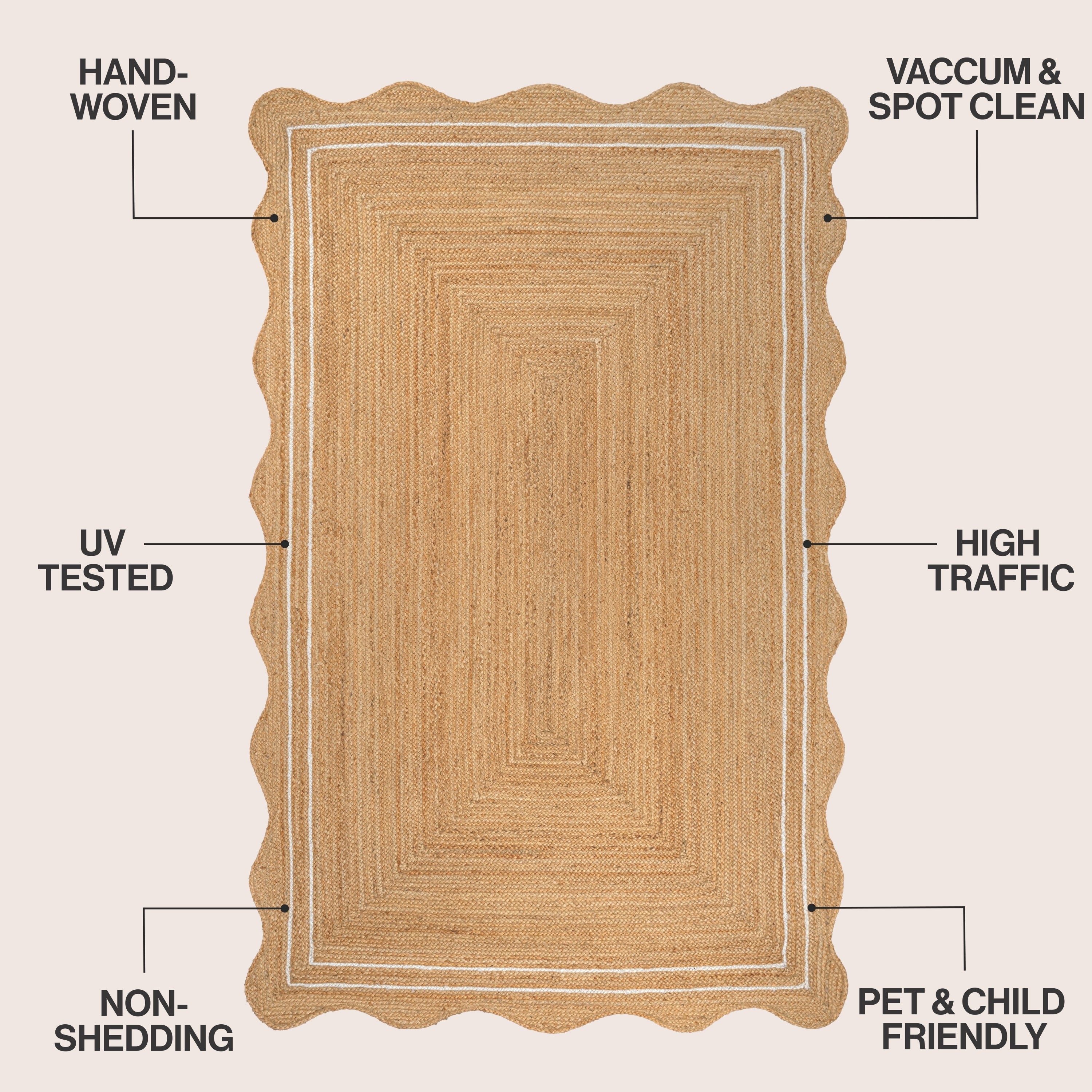 Seaside Cottage Scallop Edge Jute Area Rug