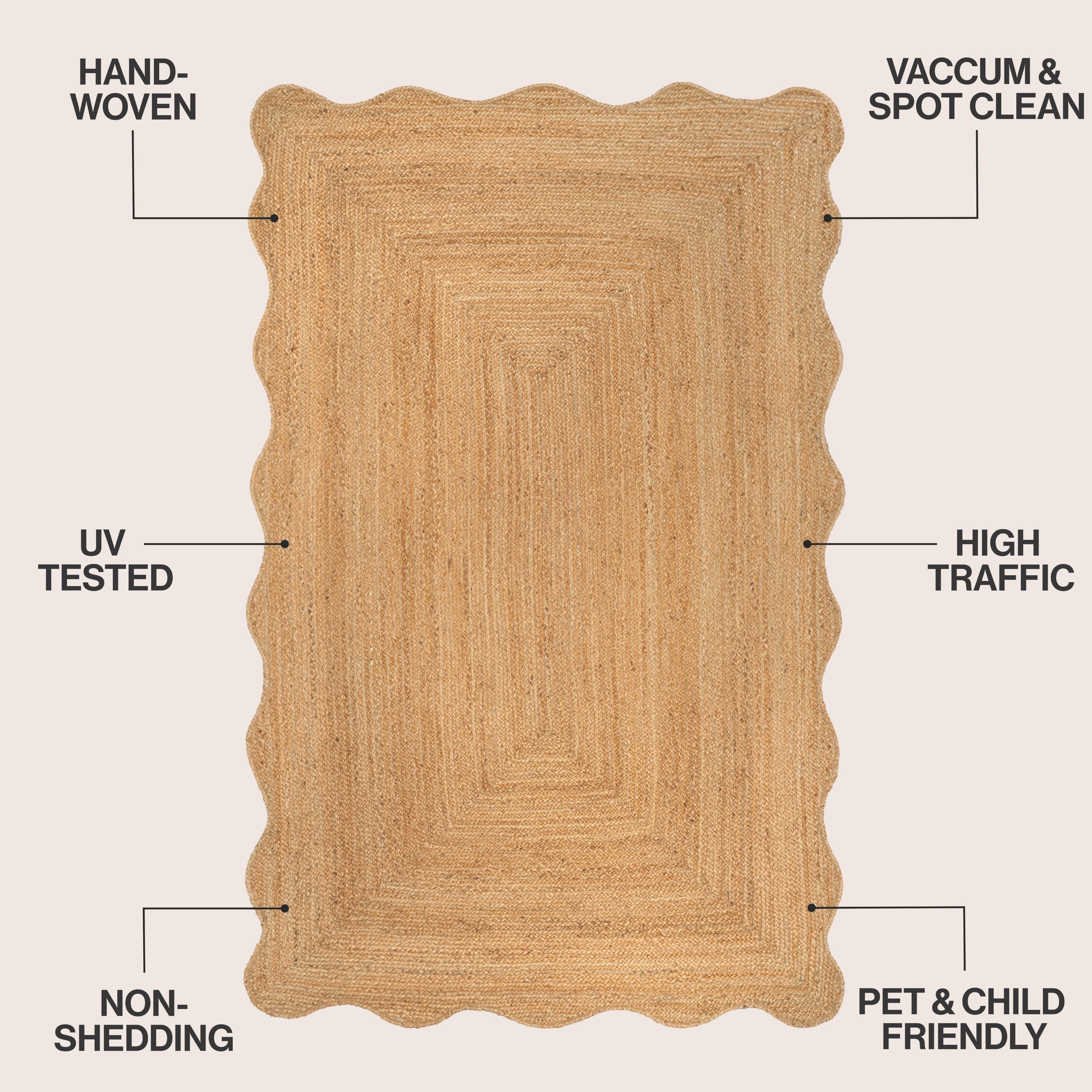 Seaside Cottage Scallop Edge Jute Area Rug