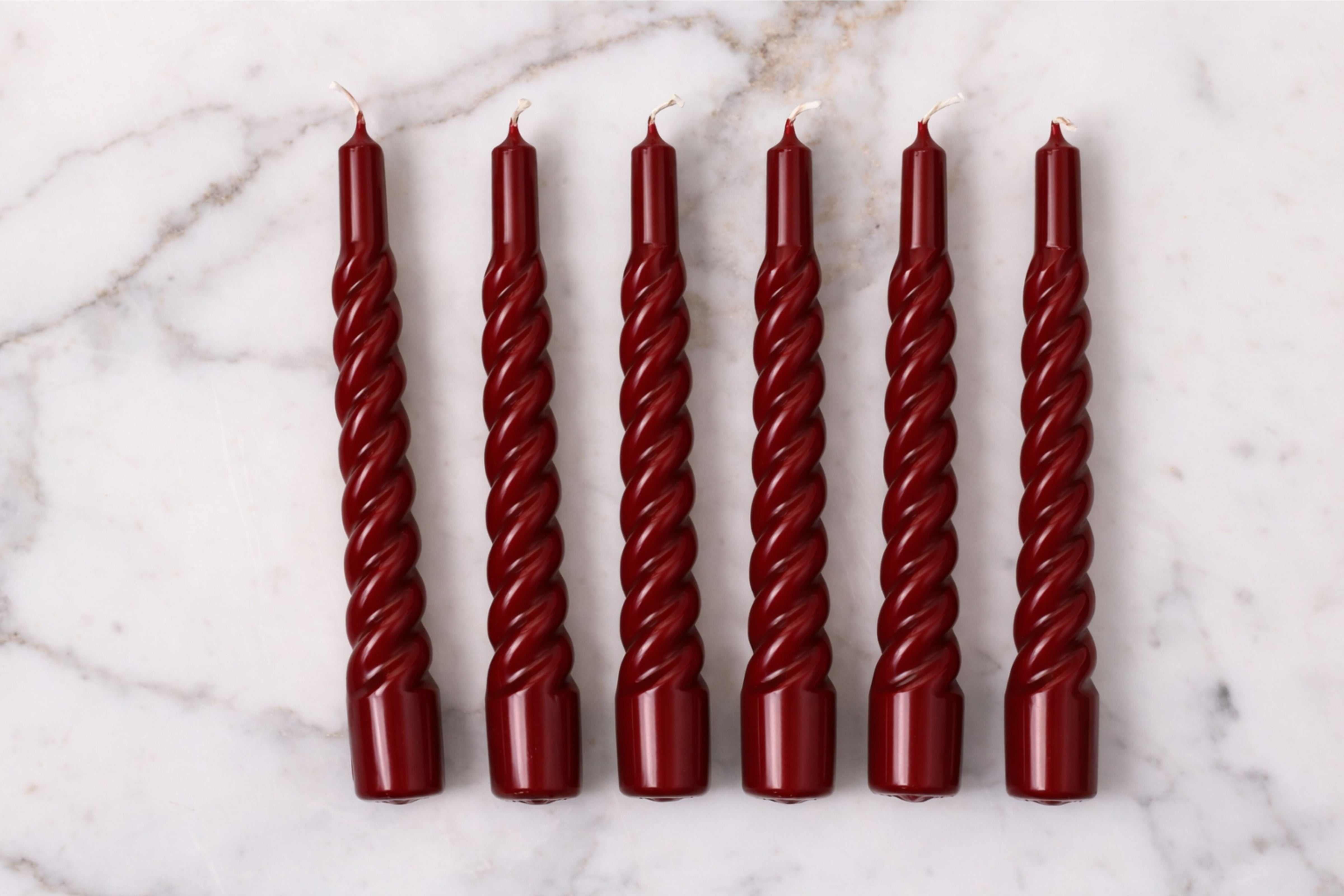 Lacquered Twisted Taper Candles, Set of 6