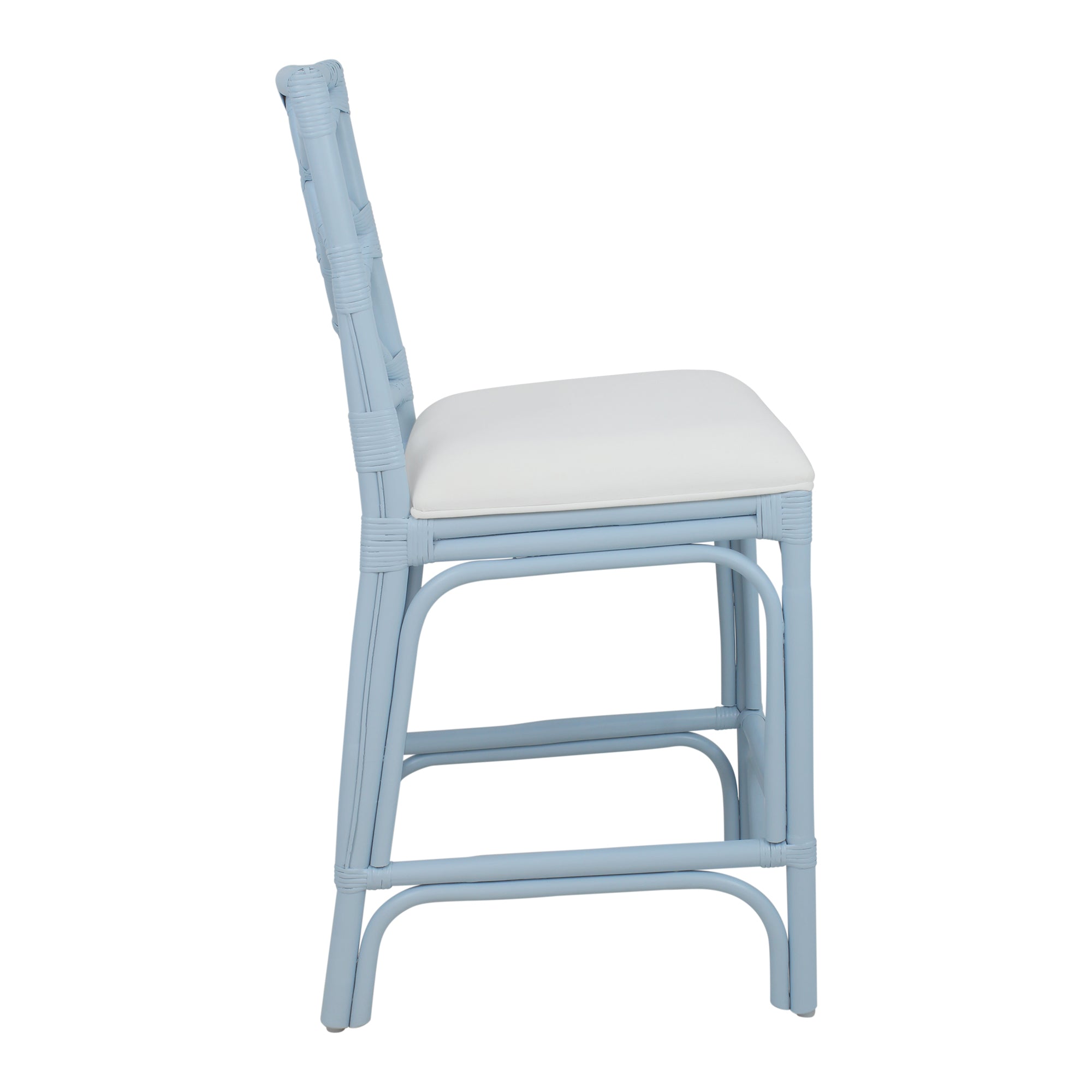 Chippendale Rattan Counter Stool Blue