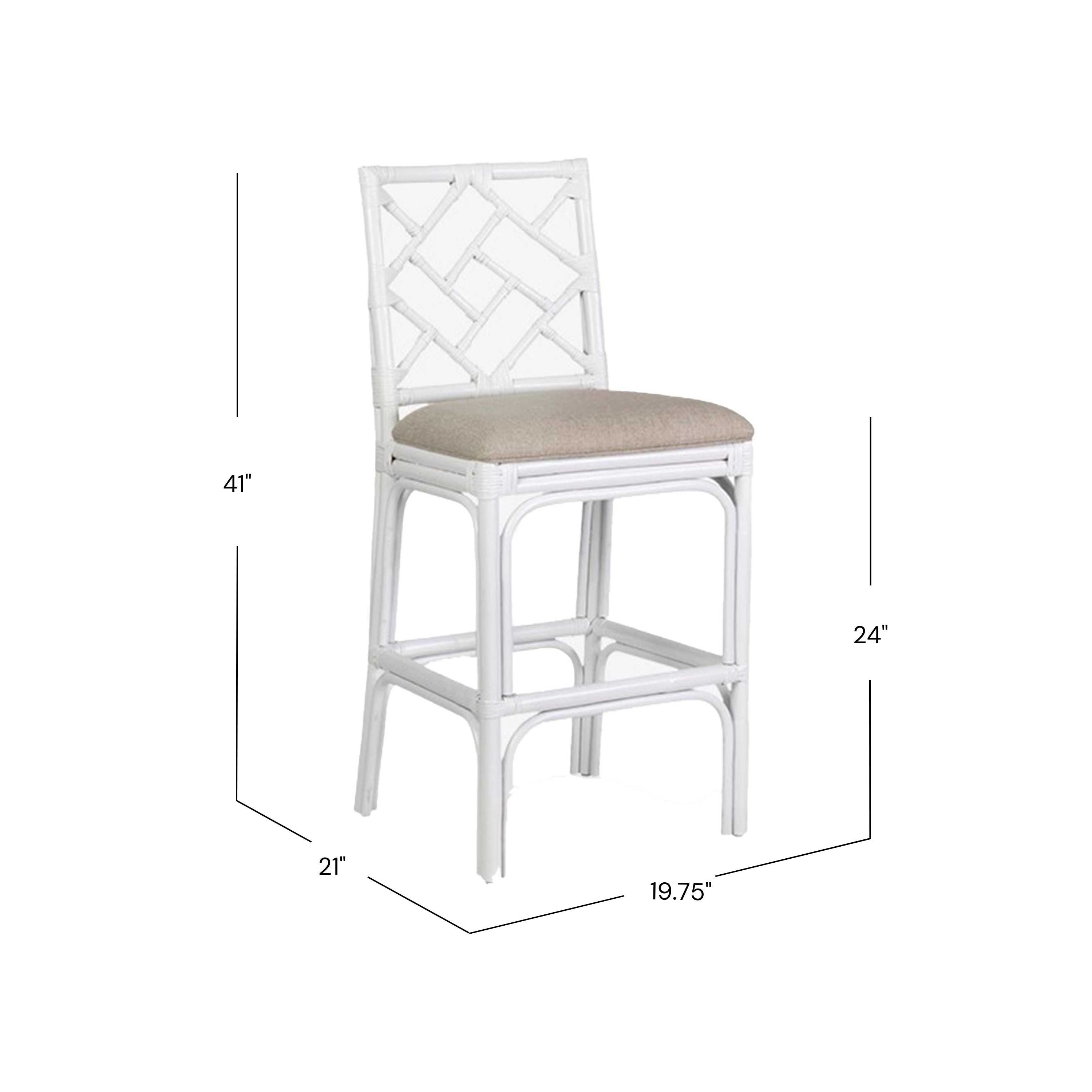 Chippendale Rattan Counter Stool White