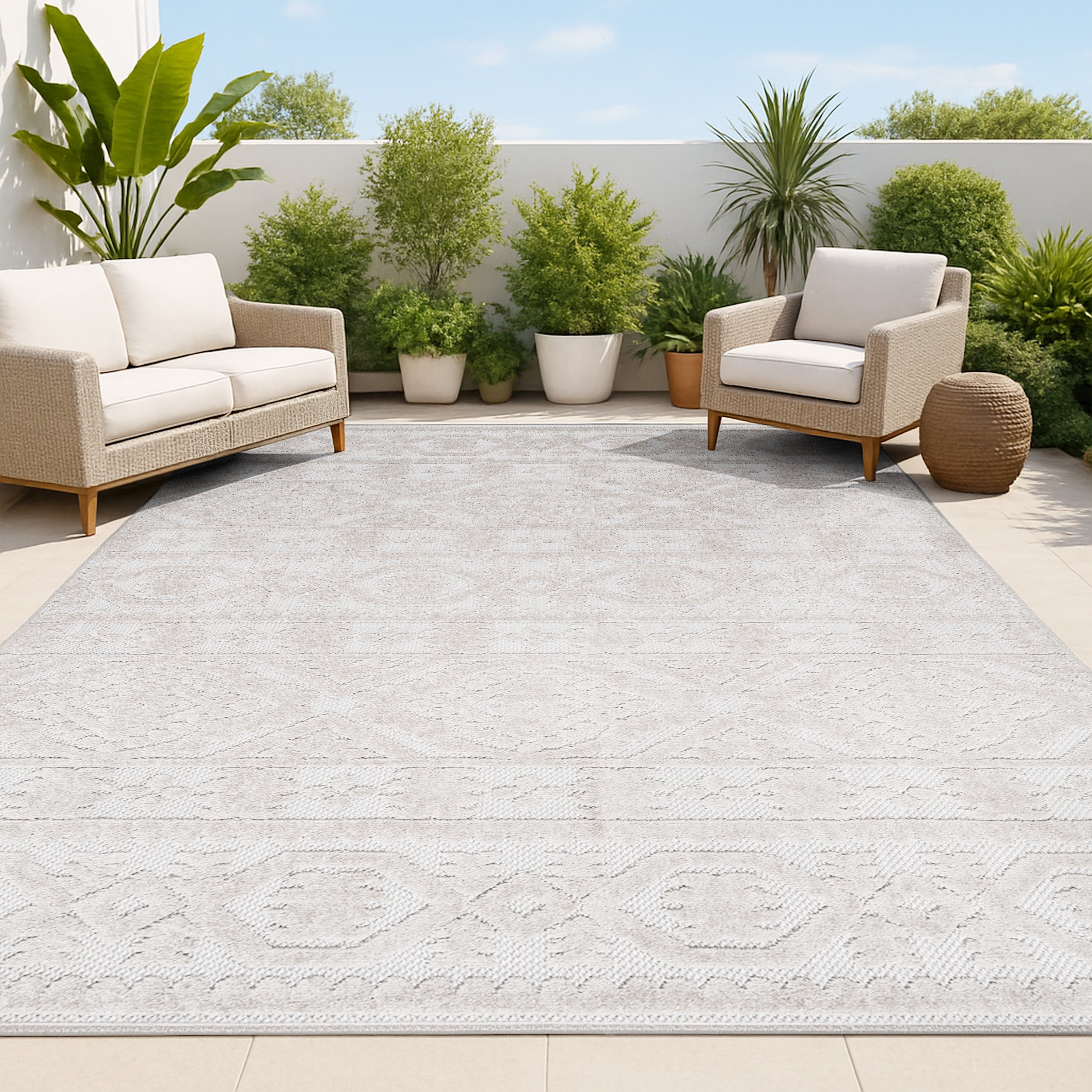 Citta High-Low Pile Mediterranean Tile Indoor/Outdoor Area Rug