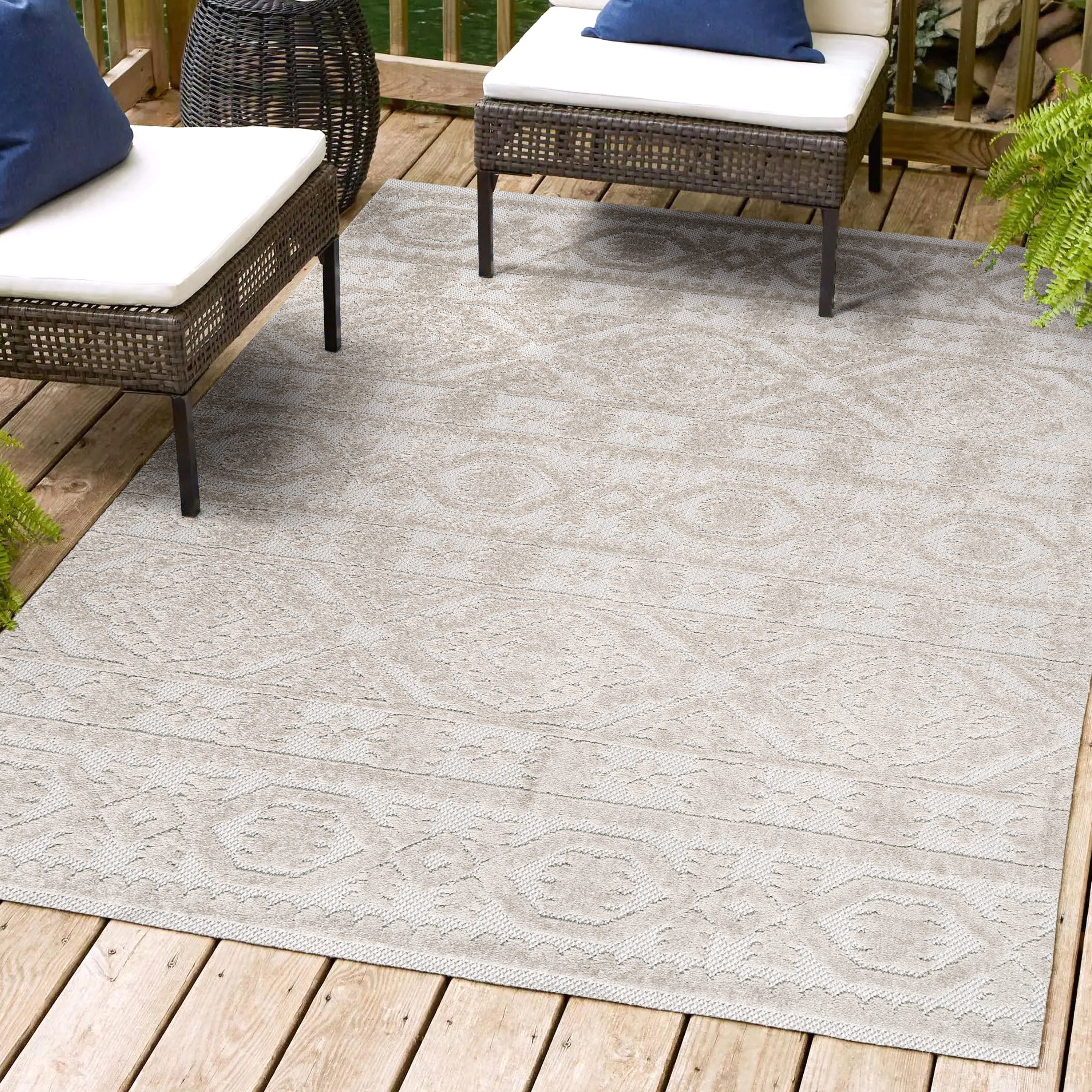 Citta High-Low Pile Mediterranean Tile Indoor/Outdoor Area Rug