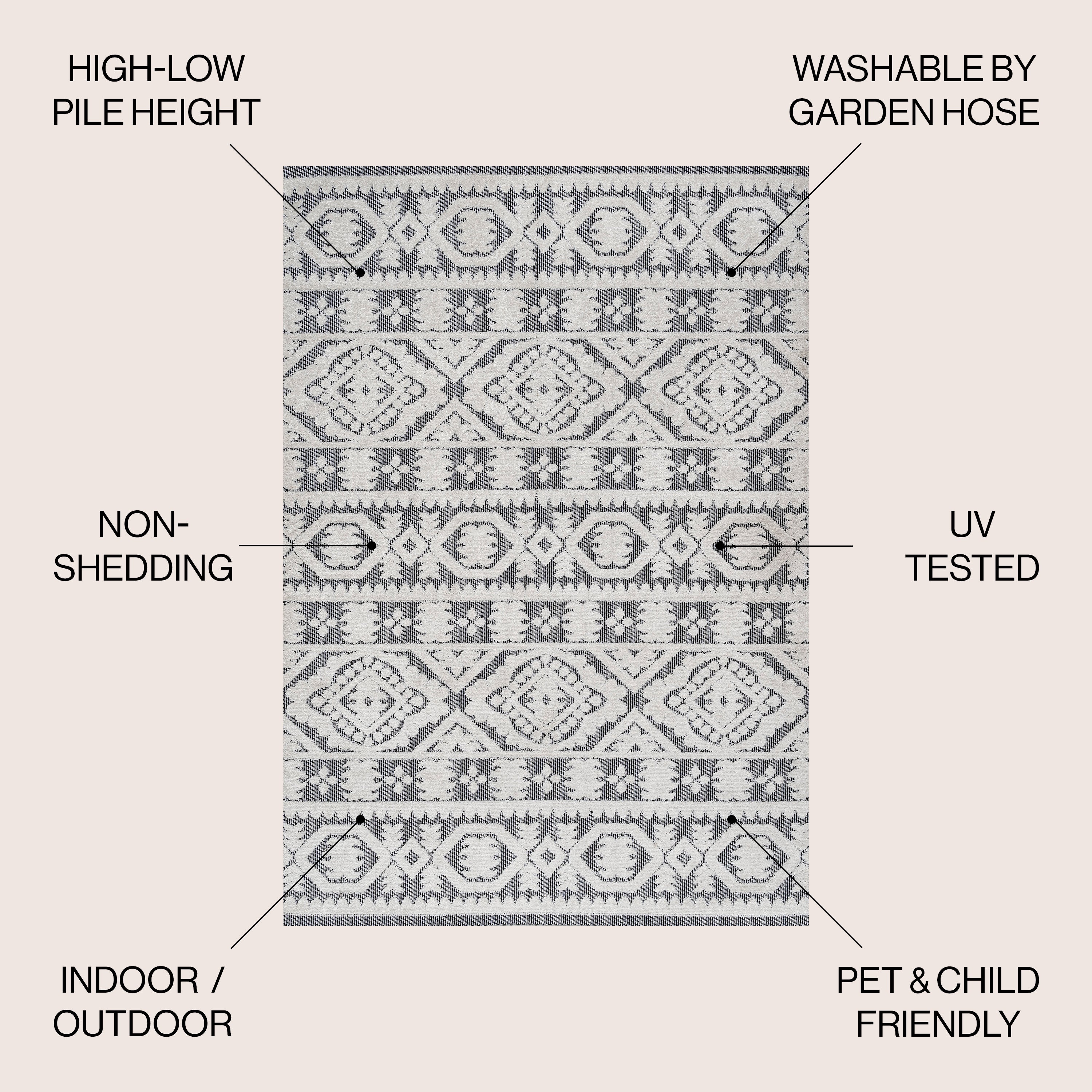 Citta High-Low Pile Mediterranean Tile Indoor/Outdoor Area Rug