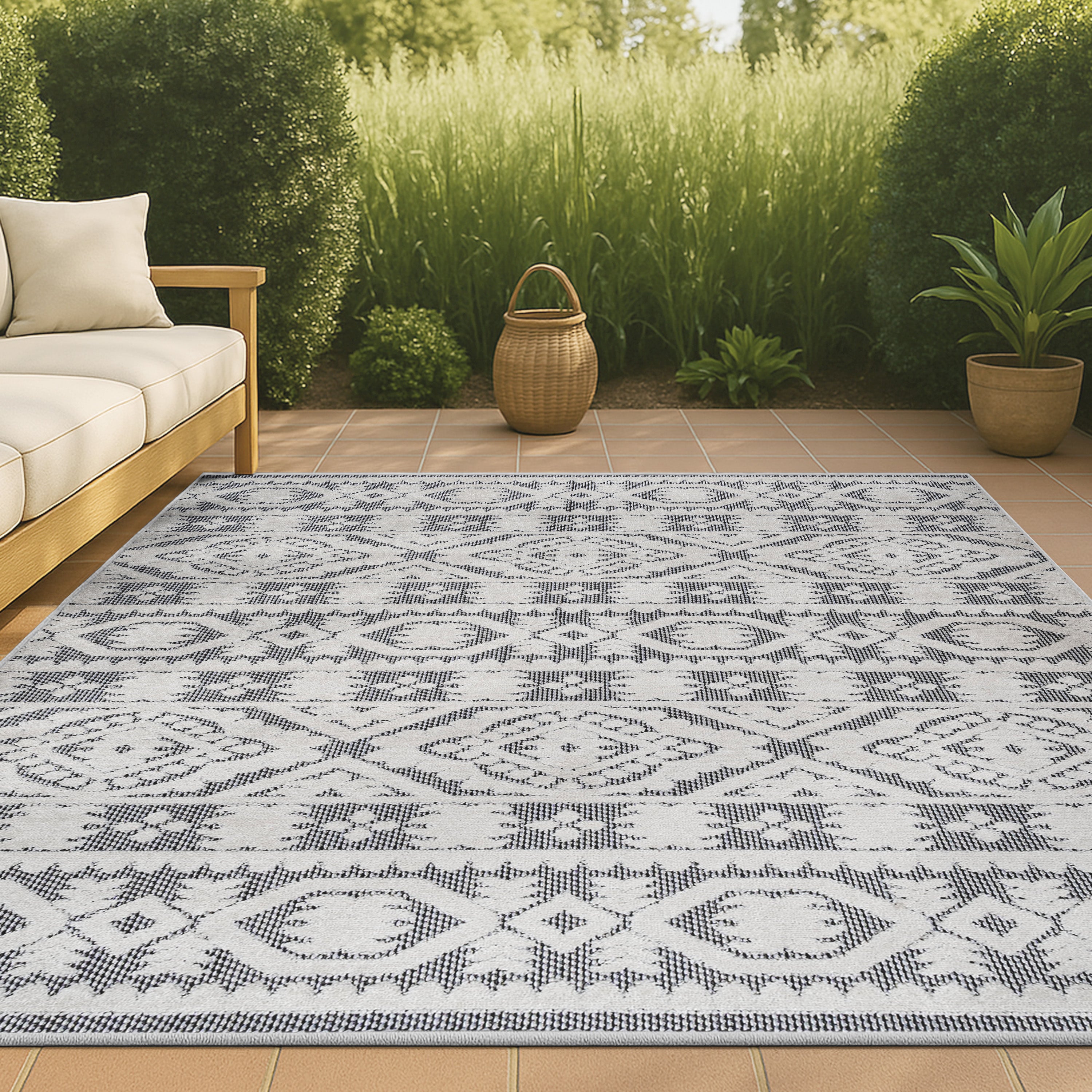Citta High-Low Pile Mediterranean Tile Indoor/Outdoor Area Rug
