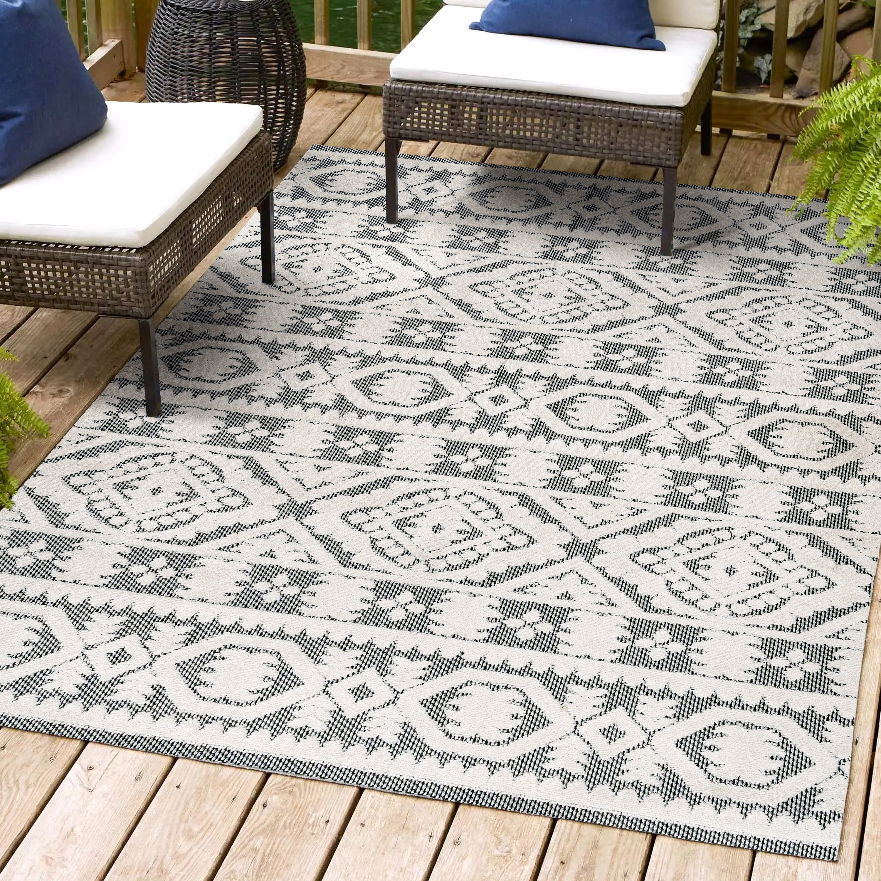 Citta High-Low Pile Mediterranean Tile Indoor/Outdoor Area Rug
