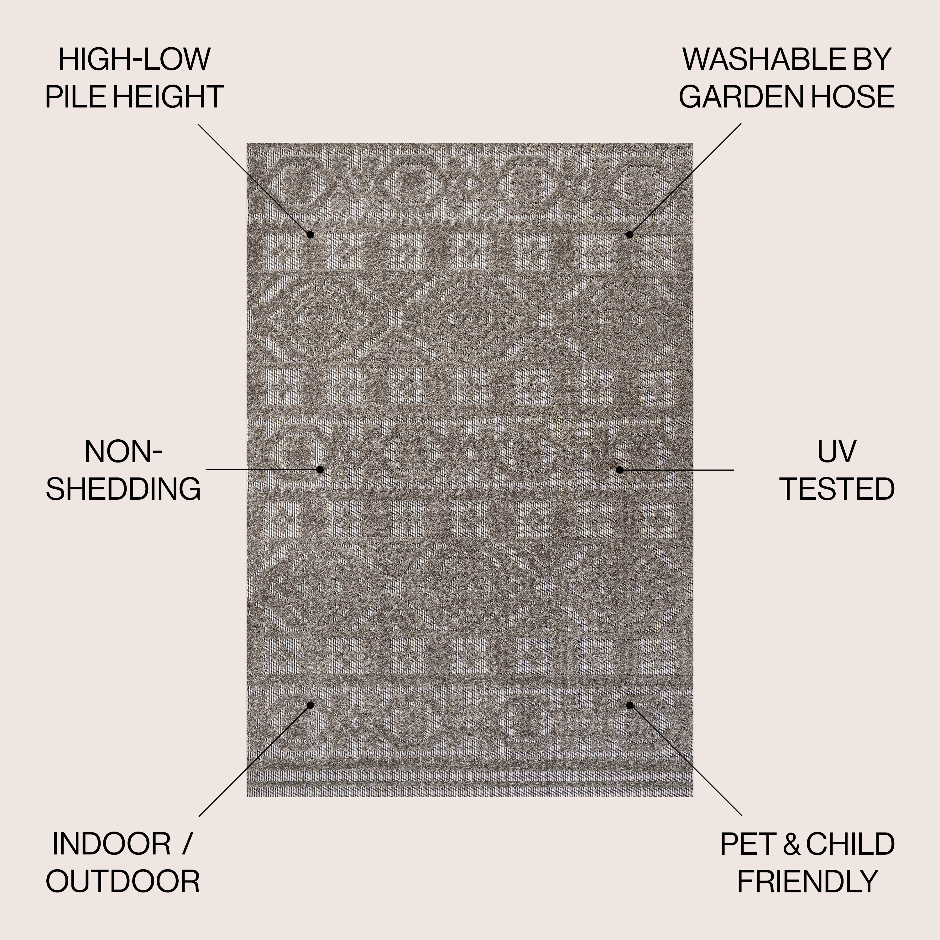 Citta High-Low Pile Mediterranean Tile Indoor/Outdoor Area Rug