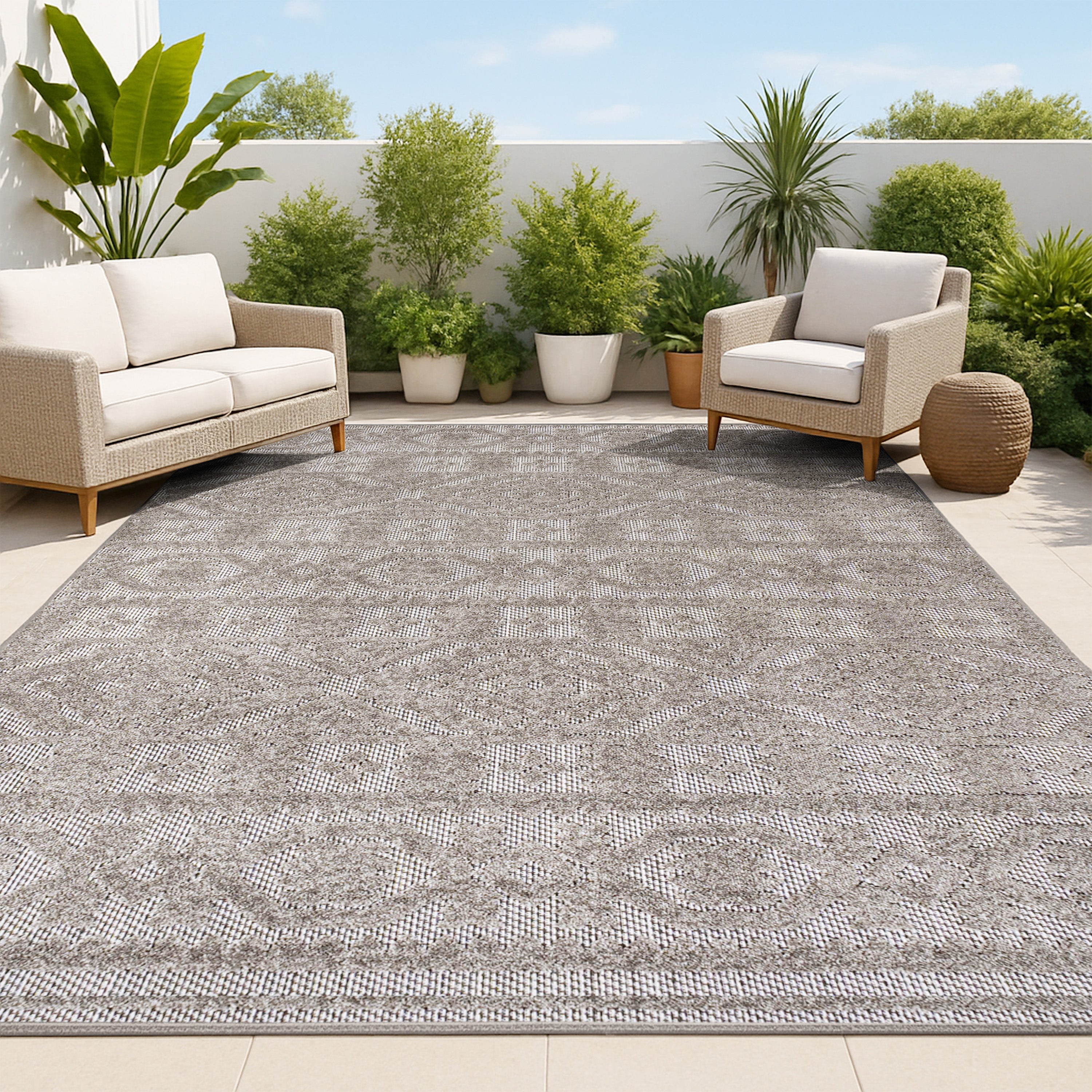 Citta High-Low Pile Mediterranean Tile Indoor/Outdoor Area Rug