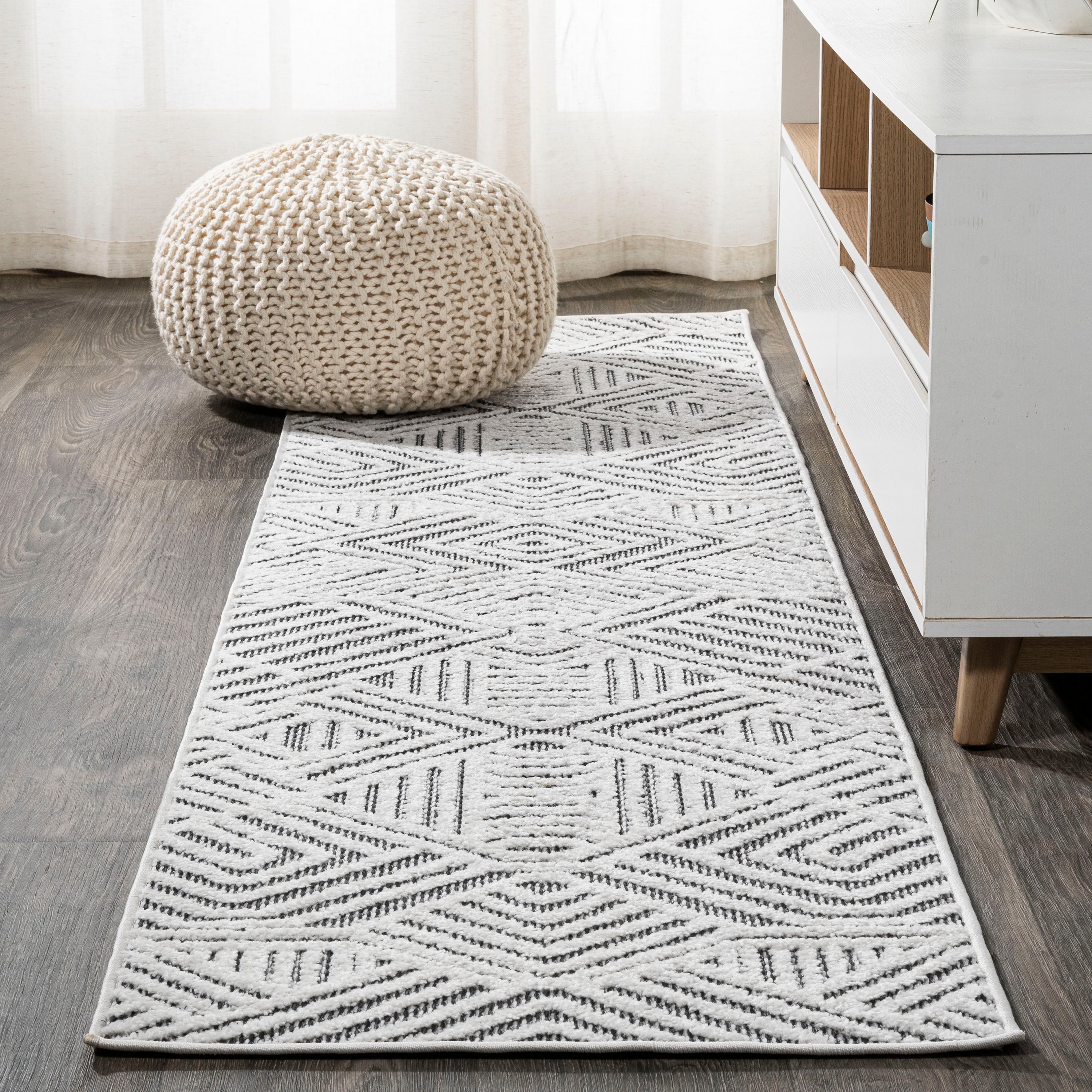 Jordan High-Low Pile Art Deco Geometric  Indoor/Outdoor Area Rug