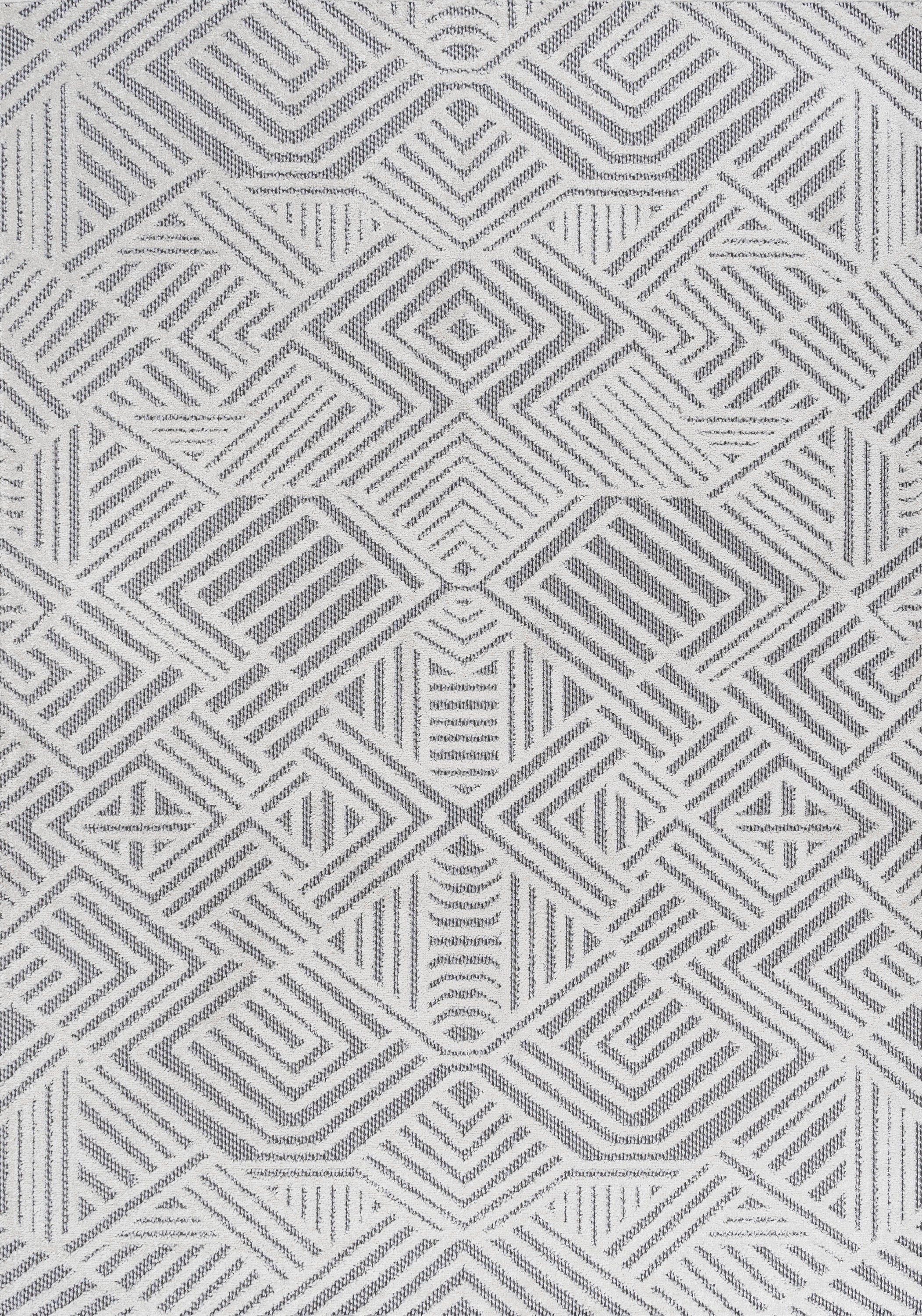 Jordan High-Low Pile Art Deco Geometric  Indoor/Outdoor Area Rug
