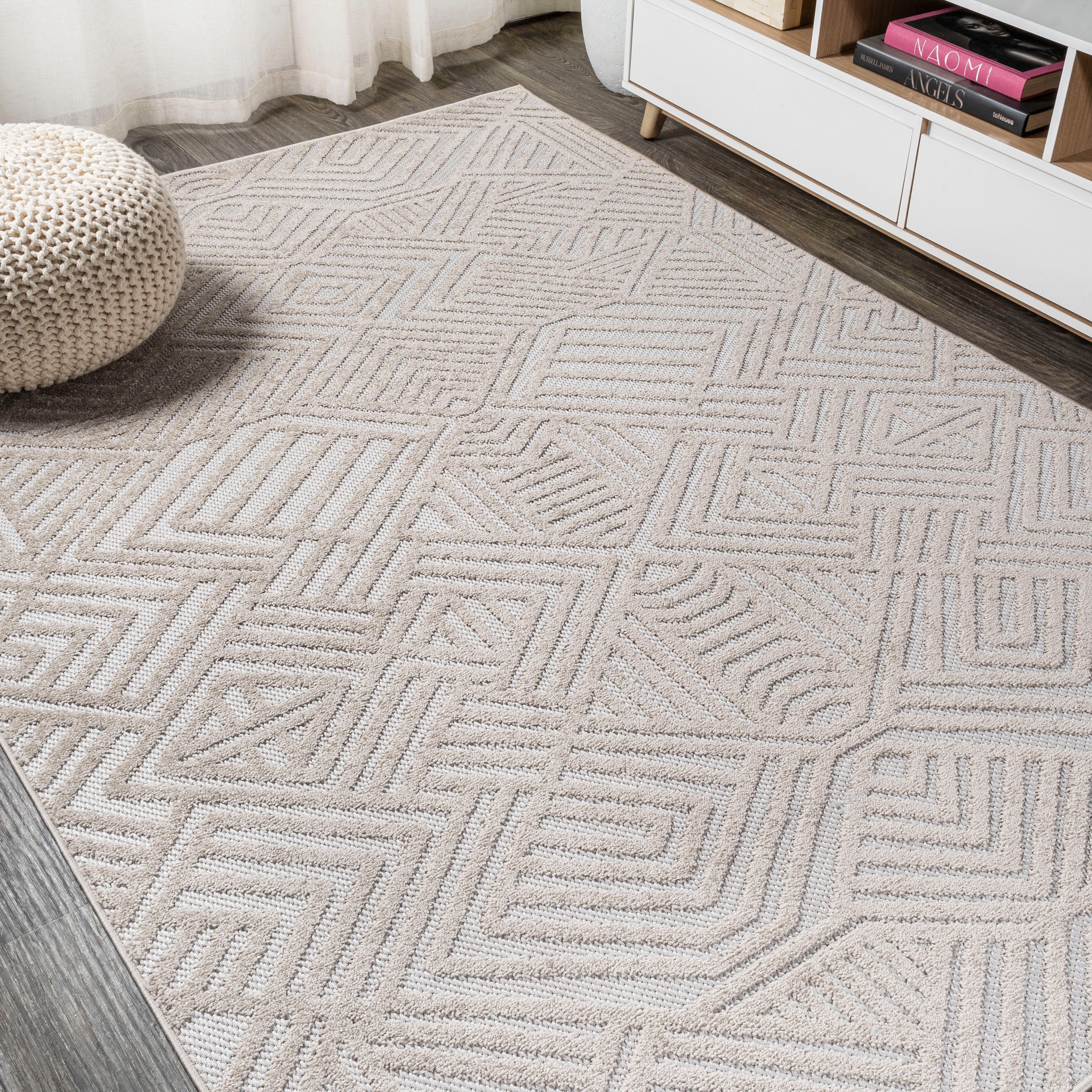 Jordan High-Low Pile Art Deco Geometric  Indoor/Outdoor Area Rug