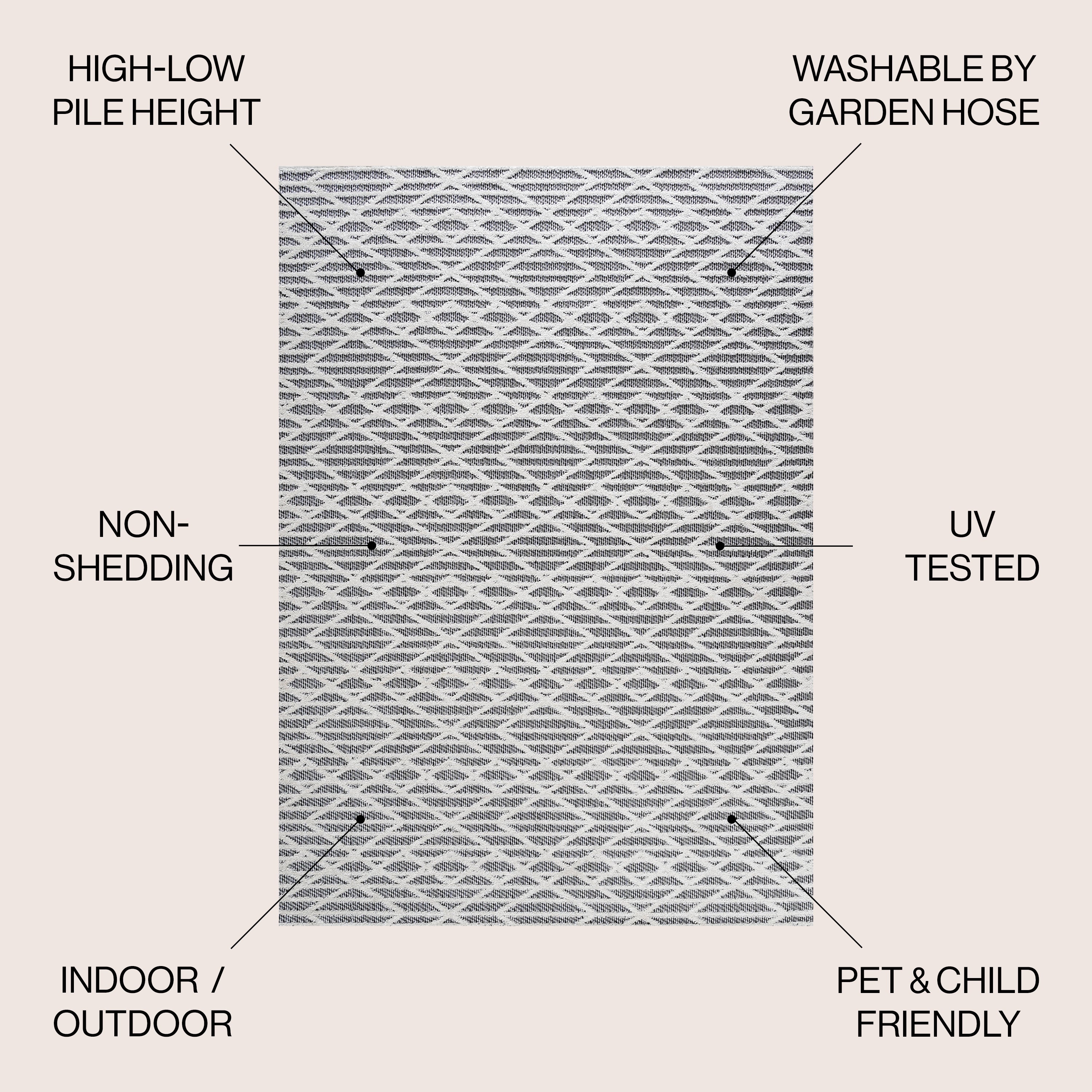 Ararat High-Low Pile Moroccan Diamond Modern  Indoor/Outdoor Area Rug