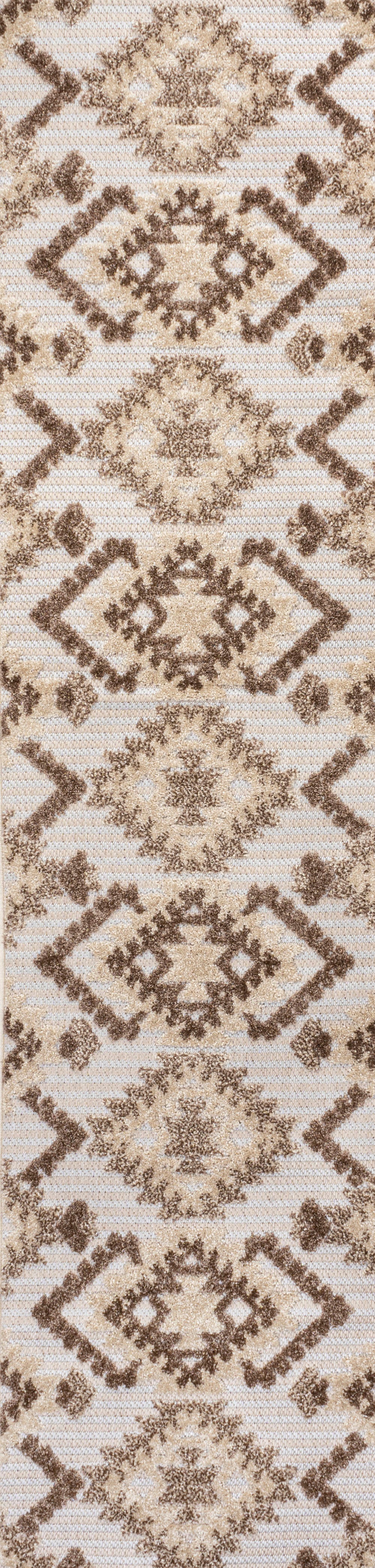 Sumak High-Low Pile Neutral Diamond Kilim Indoor/Outdoor Area Rug