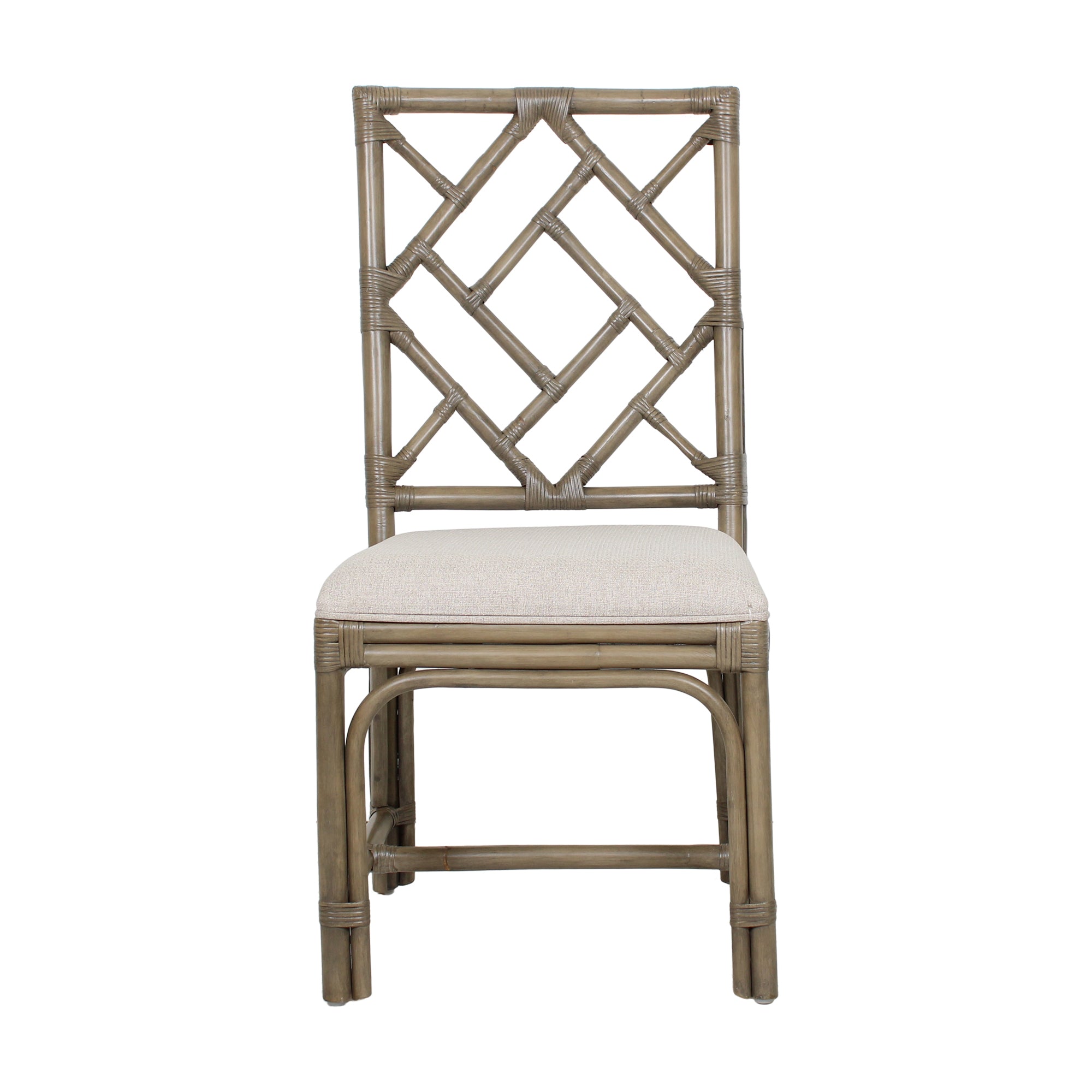 Chippendale Rattan Dining Chair Gray, Set of 2