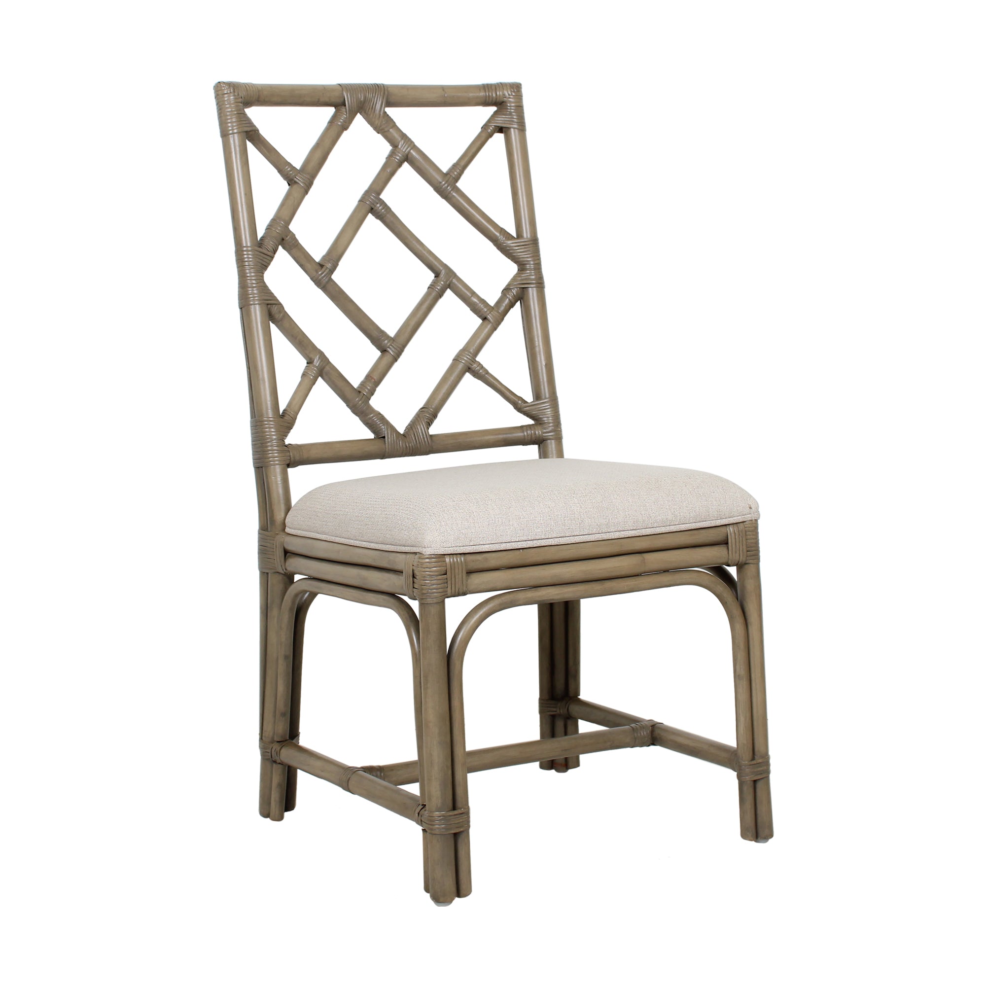 Chippendale Rattan Dining Chair Gray, Set of 2
