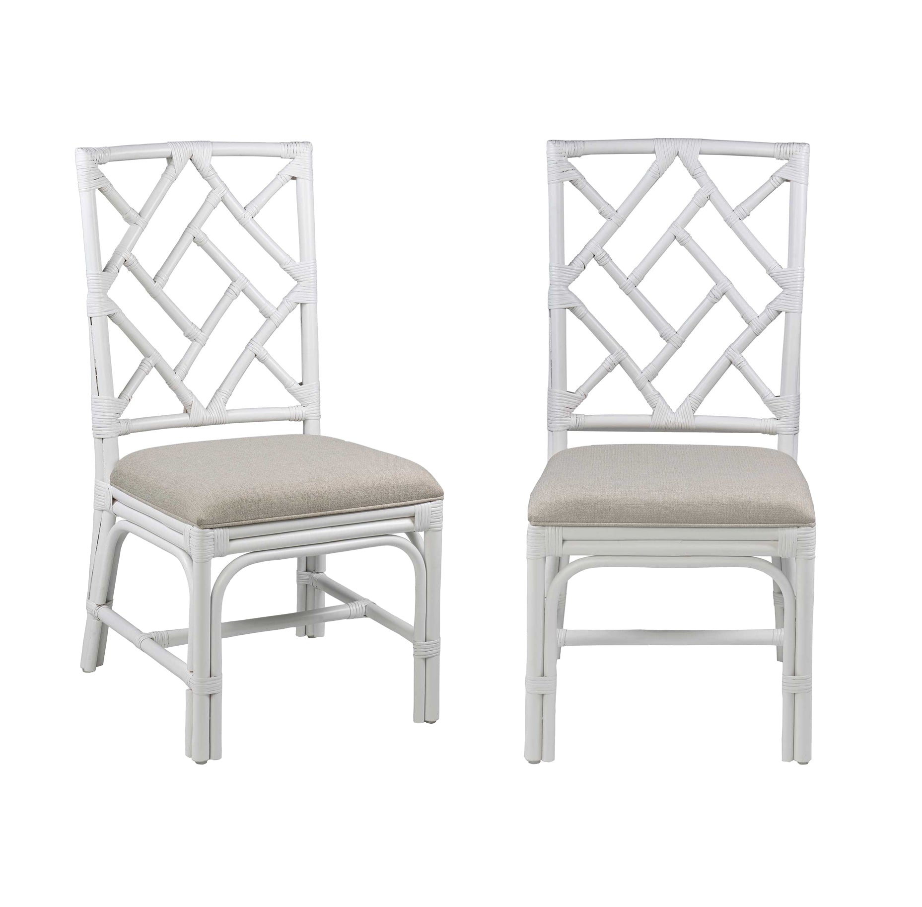 Chippendale Rattan Dining Chair White, Set of 2