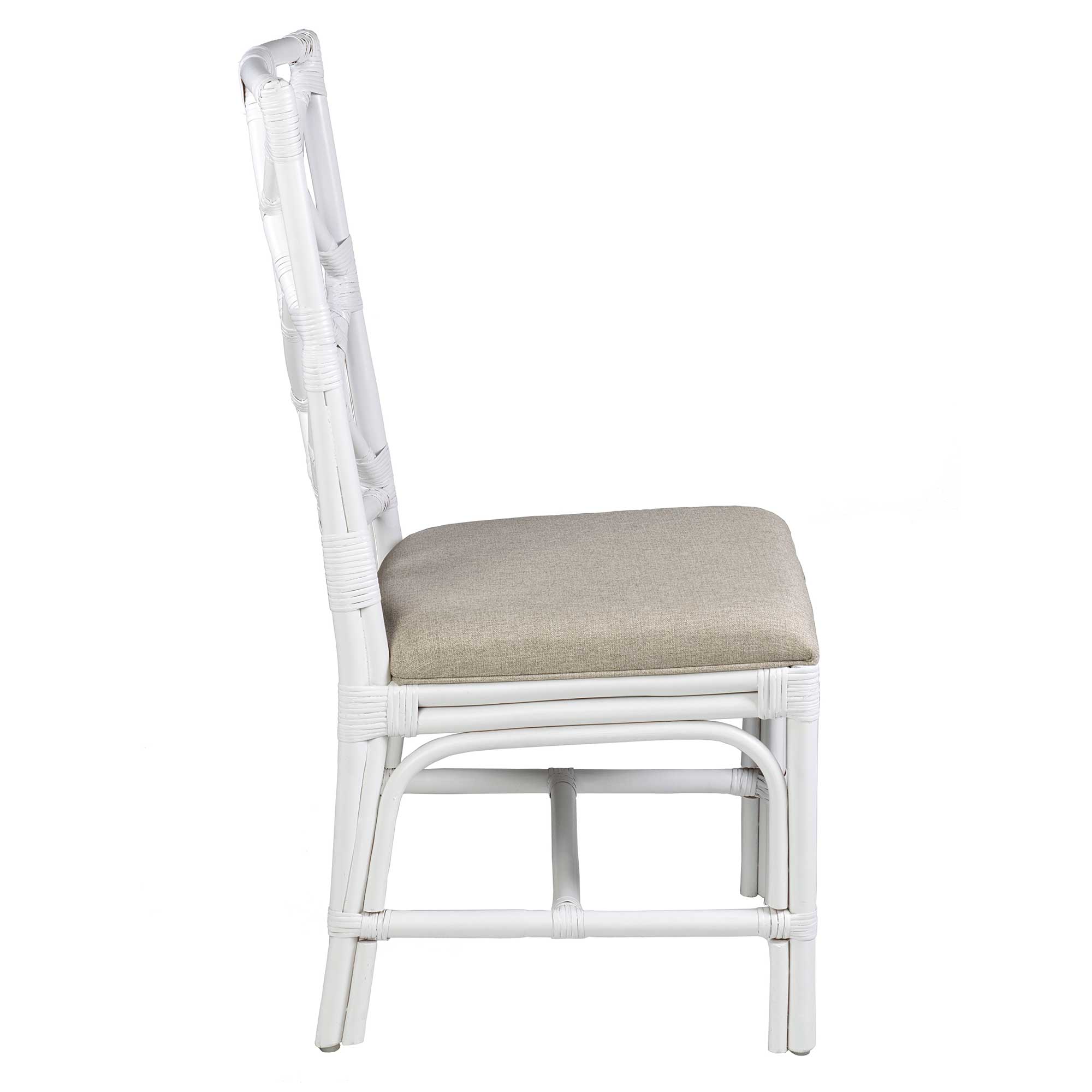 Chippendale Rattan Dining Chair White, Set of 2