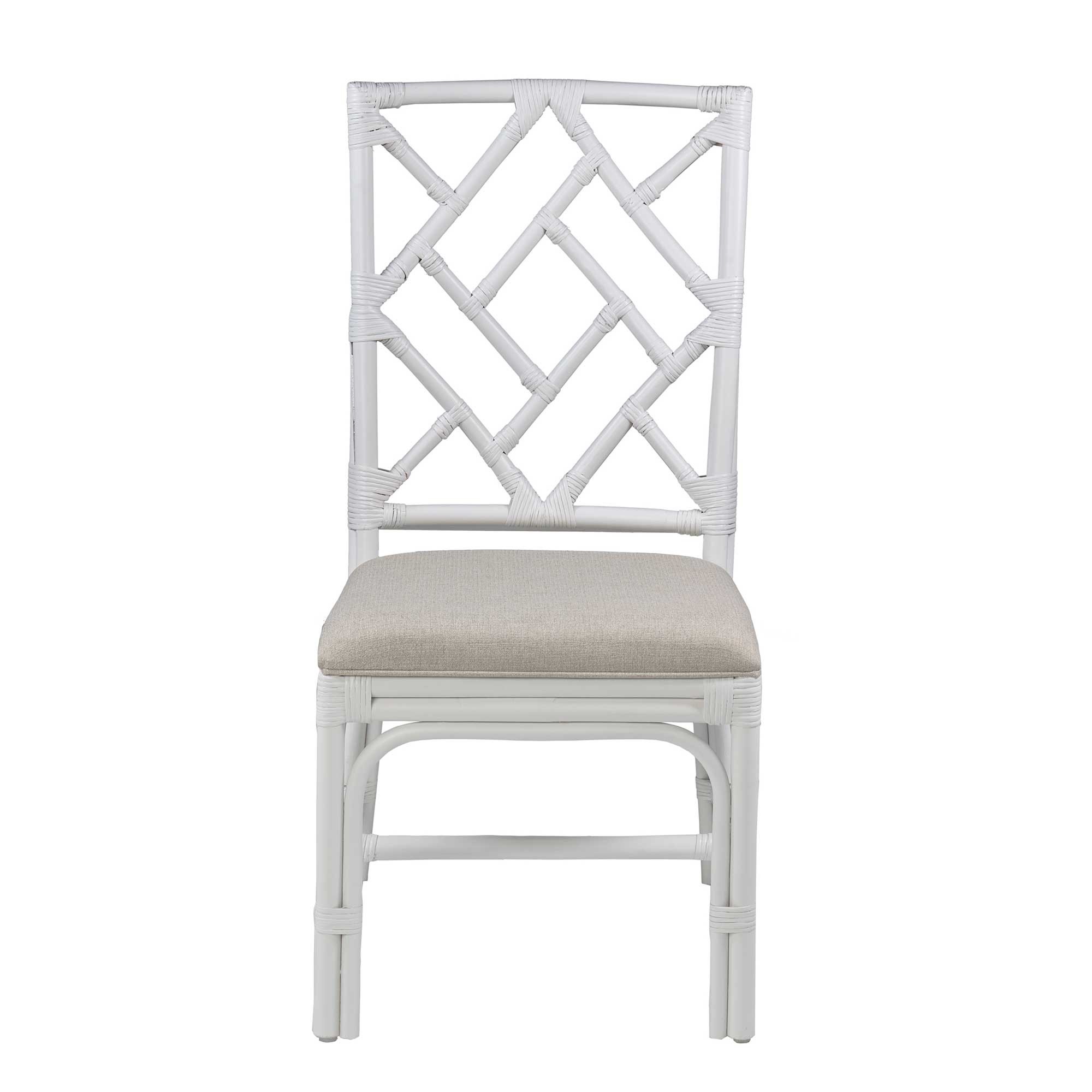 Chippendale Rattan Dining Chair White, Set of 2