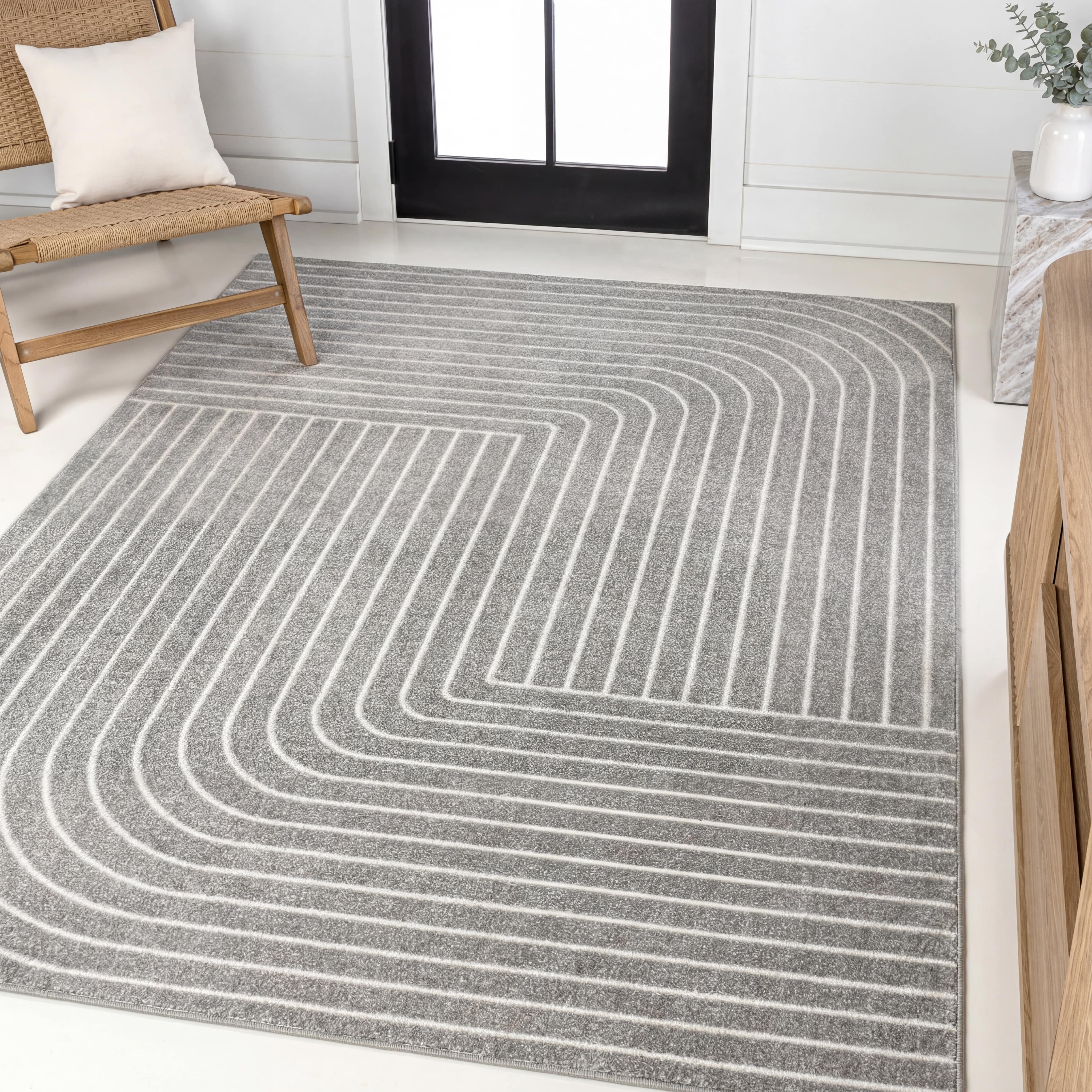 Odense High-Low Minimalist Angle Geometric Indoor/Outdoor Area Rug