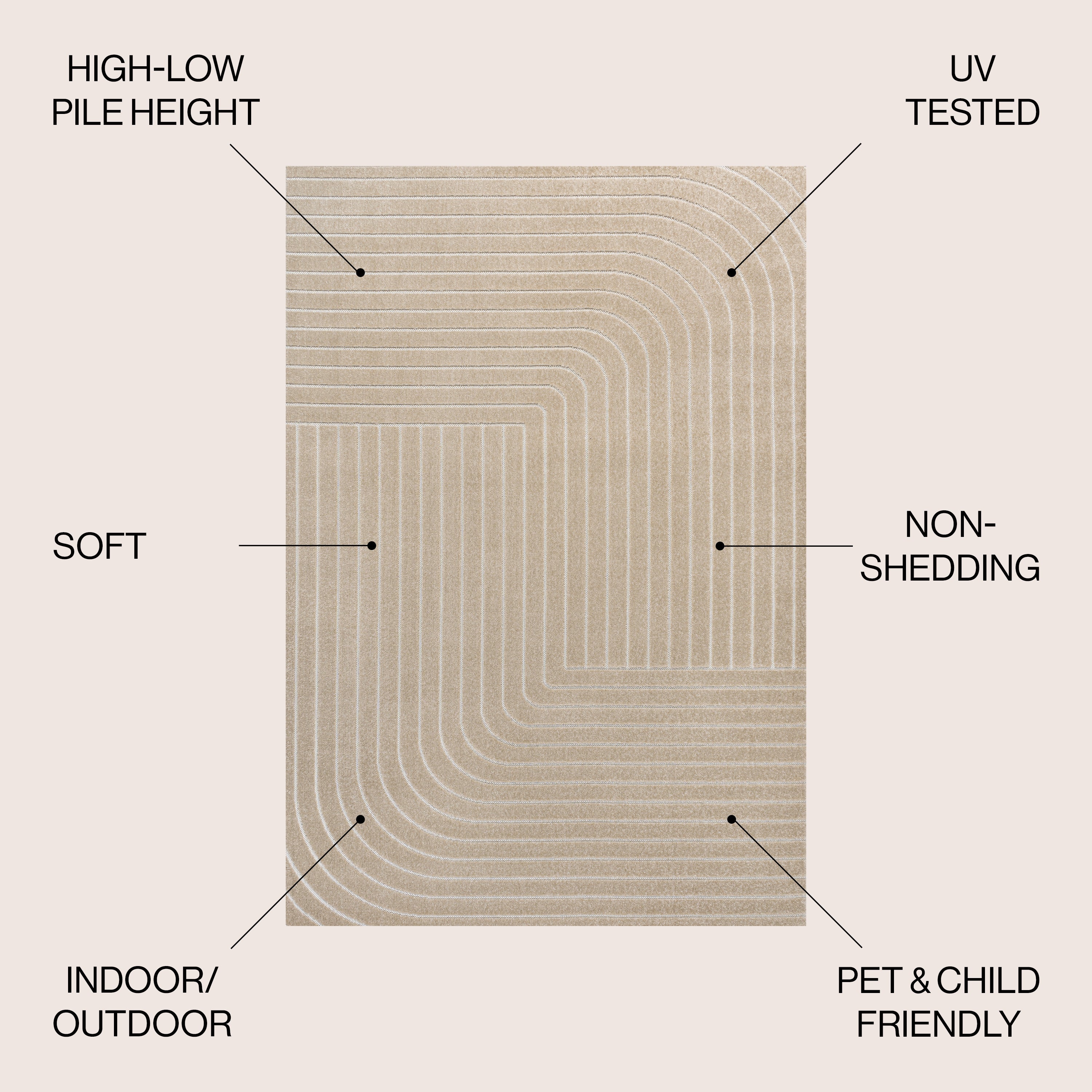 Odense High-Low Minimalist Angle Geometric Indoor/Outdoor Area Rug