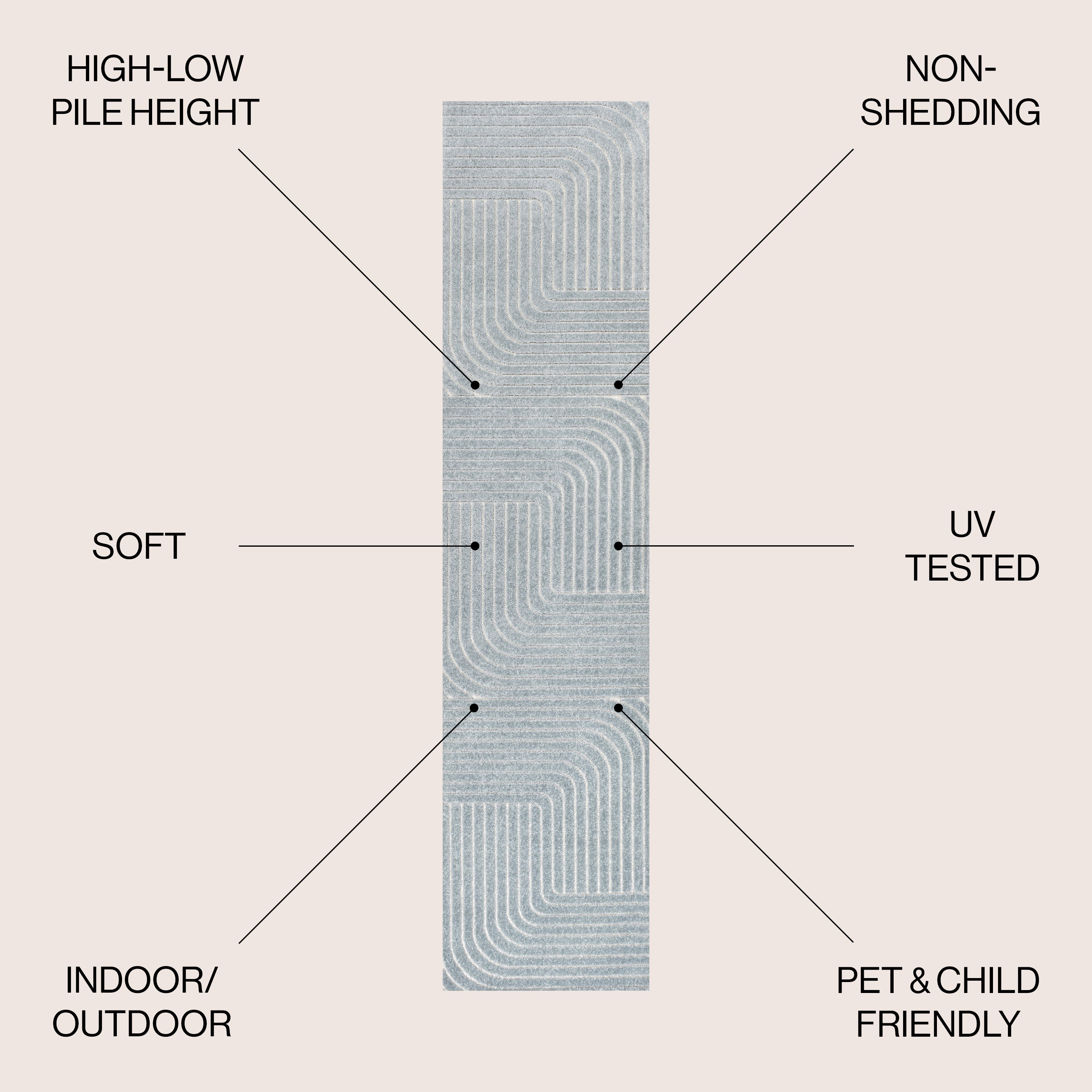 Odense High-Low Minimalist Angle Geometric Indoor/Outdoor Area Rug