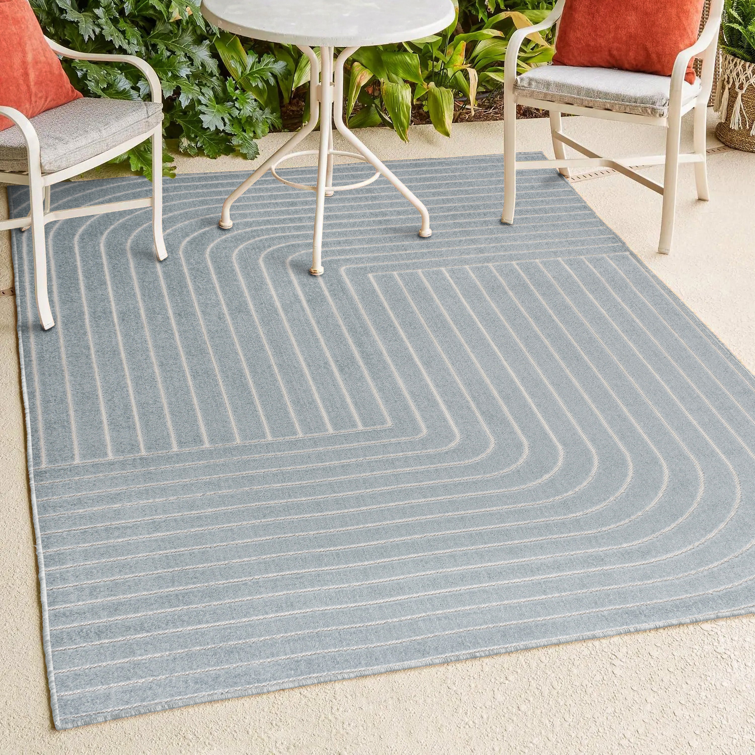 Odense High-Low Minimalist Angle Geometric Indoor/Outdoor Area Rug