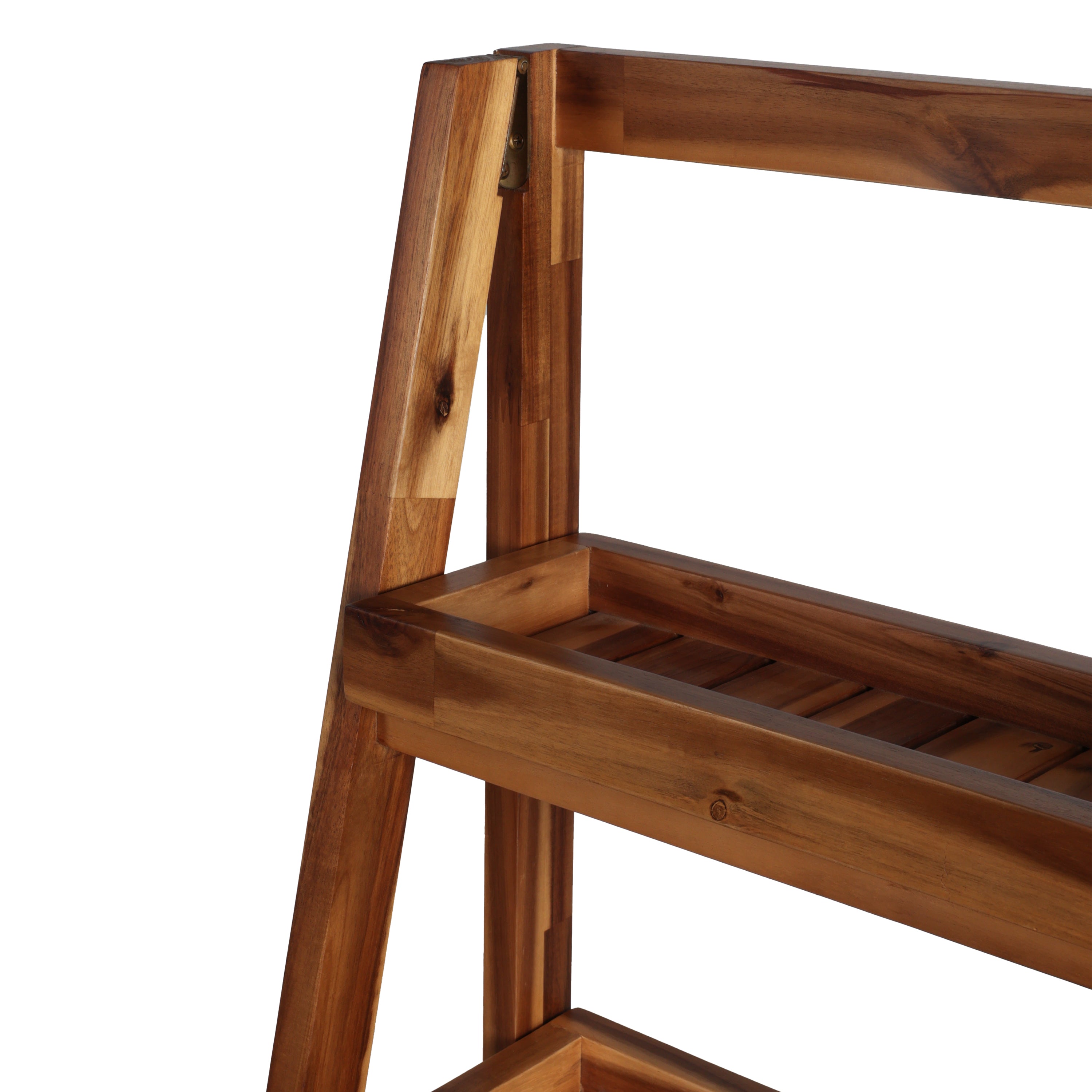Everett Minimalist Handcrafted Acacia Wood 4-Tier Indoor/Outdoor Folding Display Ladder Storage Rack and Plant Stand