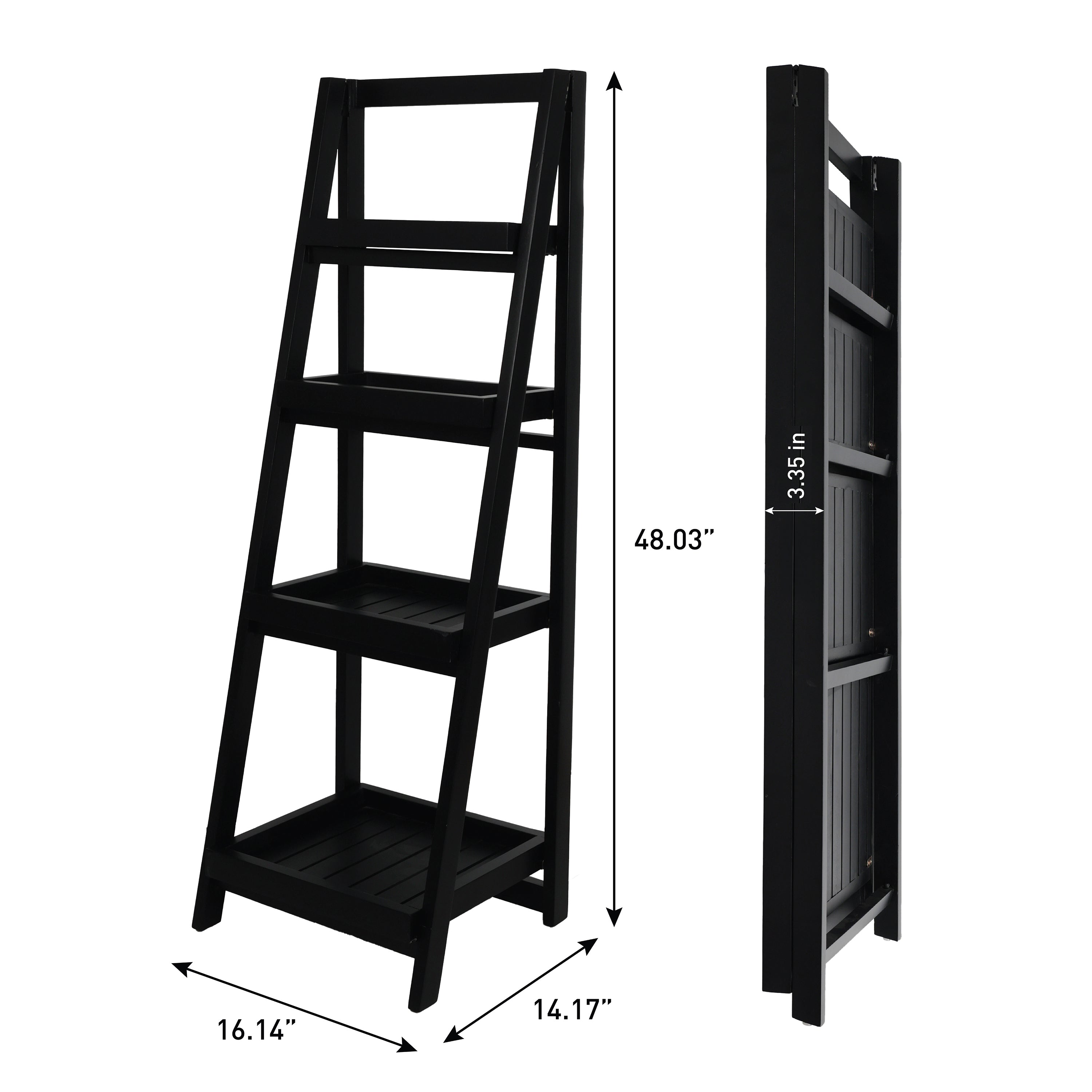 Everett Minimalist Handcrafted Acacia Wood 4-Tier Indoor/Outdoor Folding Display Ladder Storage Rack and Plant Stand
