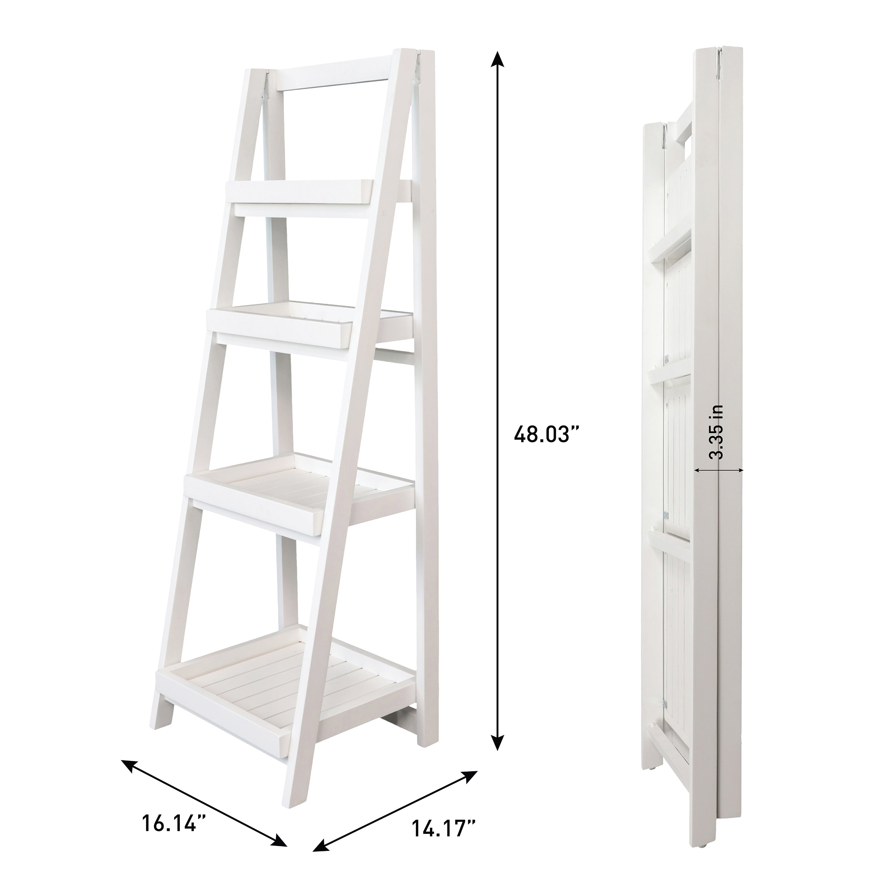 Everett Minimalist Handcrafted Acacia Wood 4-Tier Indoor/Outdoor Folding Display Ladder Storage Rack and Plant Stand