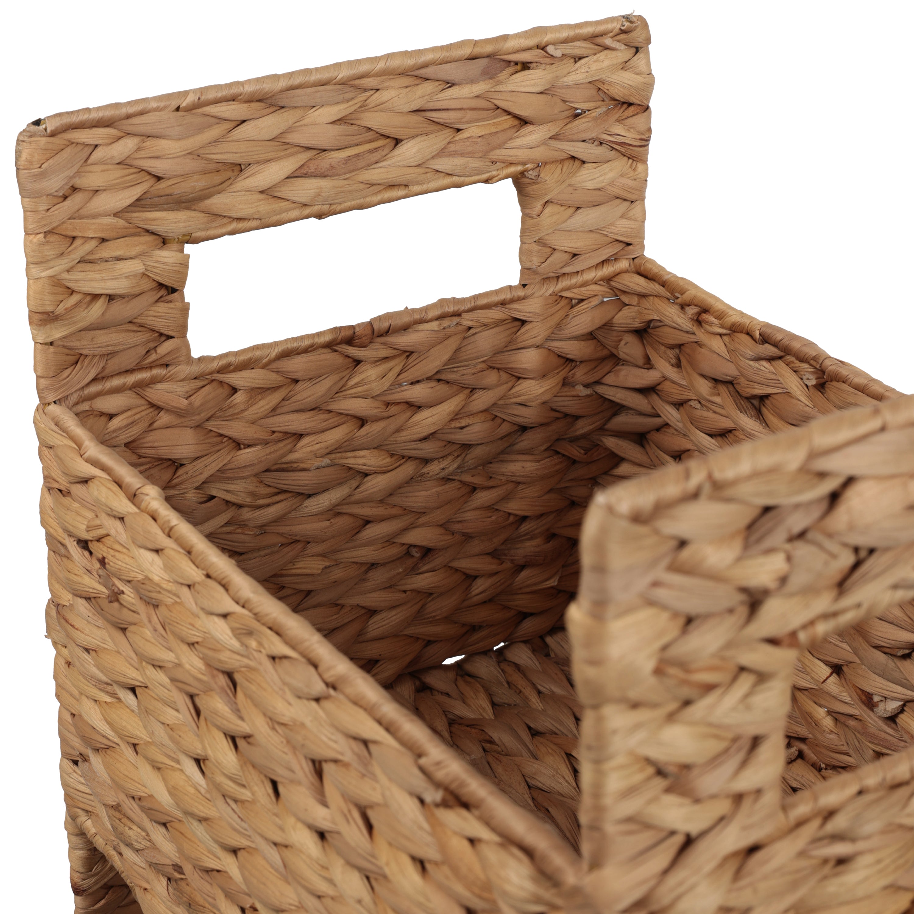 SavannahCoastal Handwoven Water Hyacinth 3-Tier Freestanding Storage Tower with Metal Frame and Handles