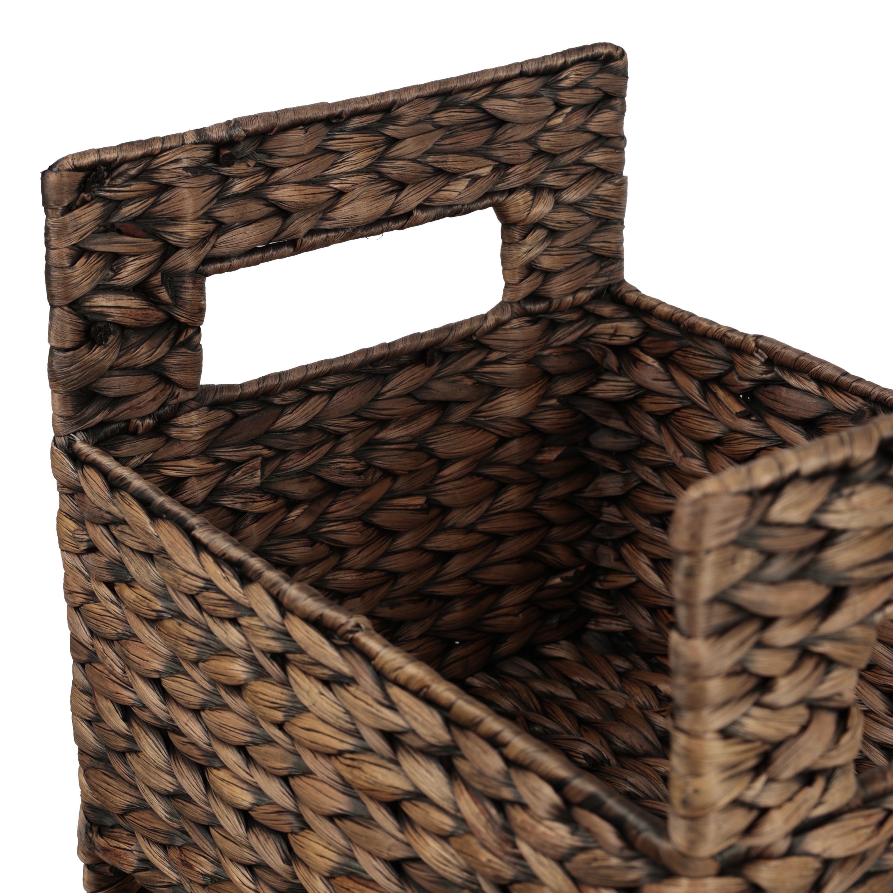 SavannahCoastal Handwoven Water Hyacinth 3-Tier Freestanding Storage Tower with Metal Frame and Handles