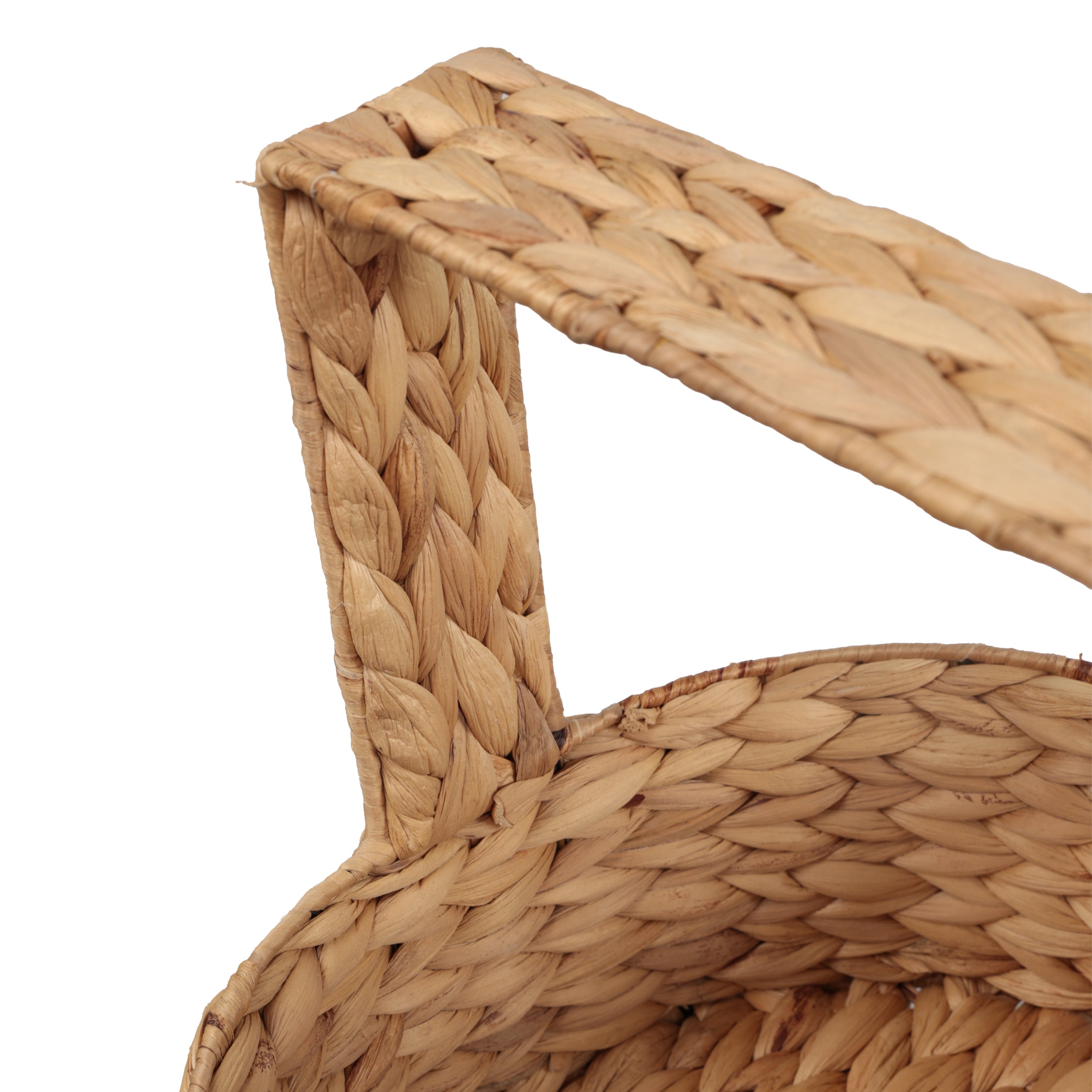 Riverbend Coastal Handwoven Water Hyacinth 3-Tier Round Basket Freestanding Storage Tower Stand with Top Handle