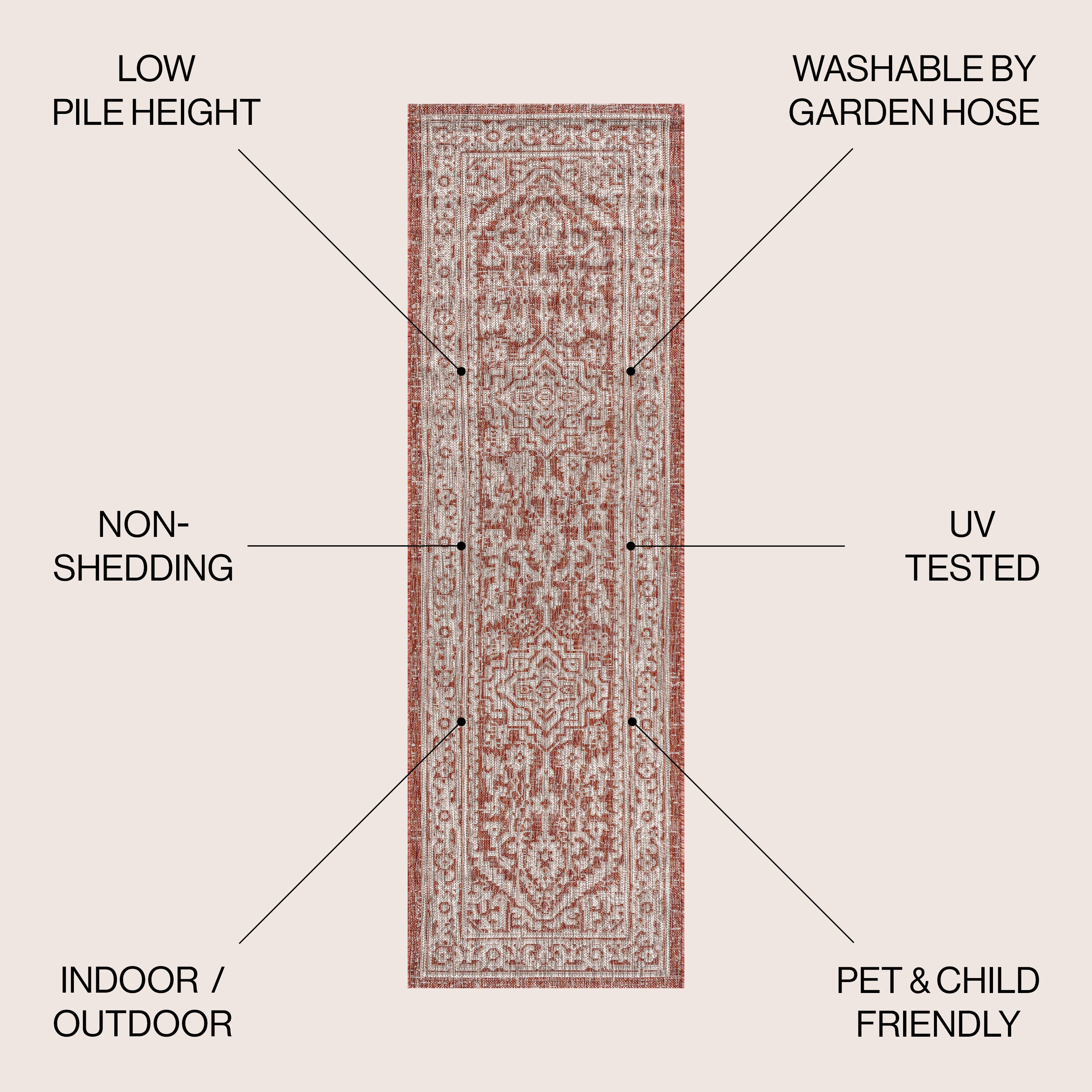 Sinjuri Medallion Textured Weave Indoor/Outdoor Area Rug