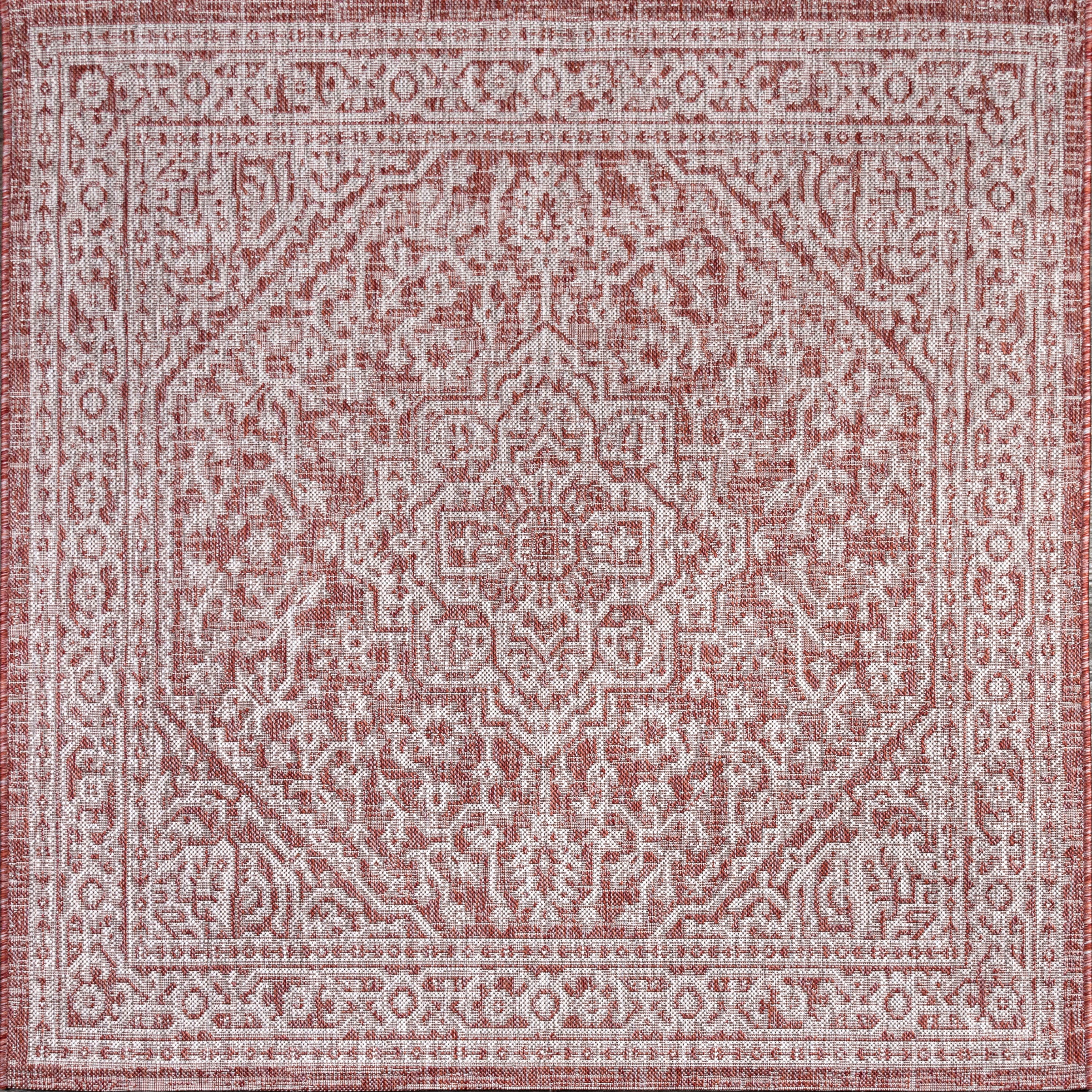 Sinjuri Medallion Textured Weave Indoor/Outdoor Area Rug