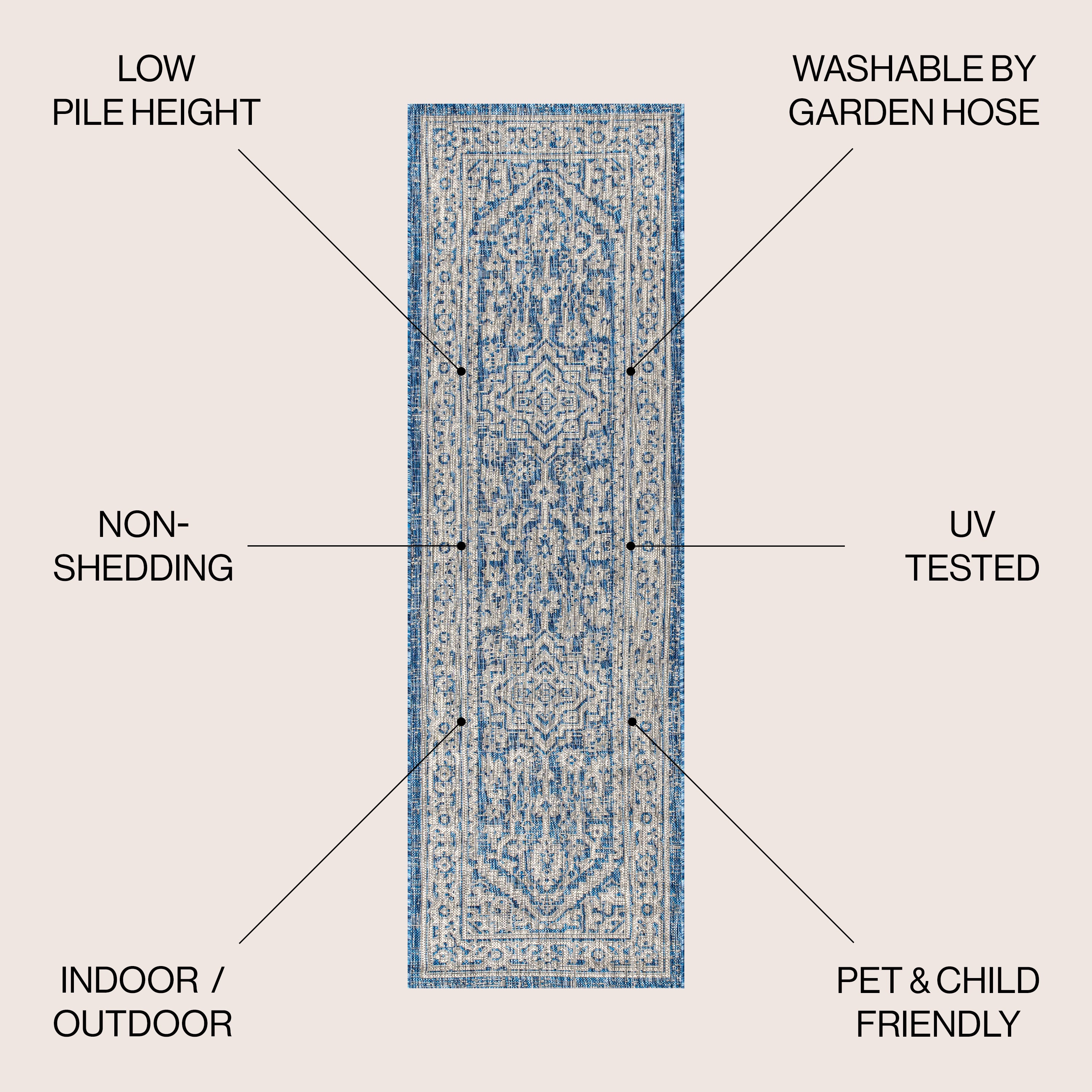 Sinjuri Medallion Textured Weave Indoor/Outdoor Area Rug