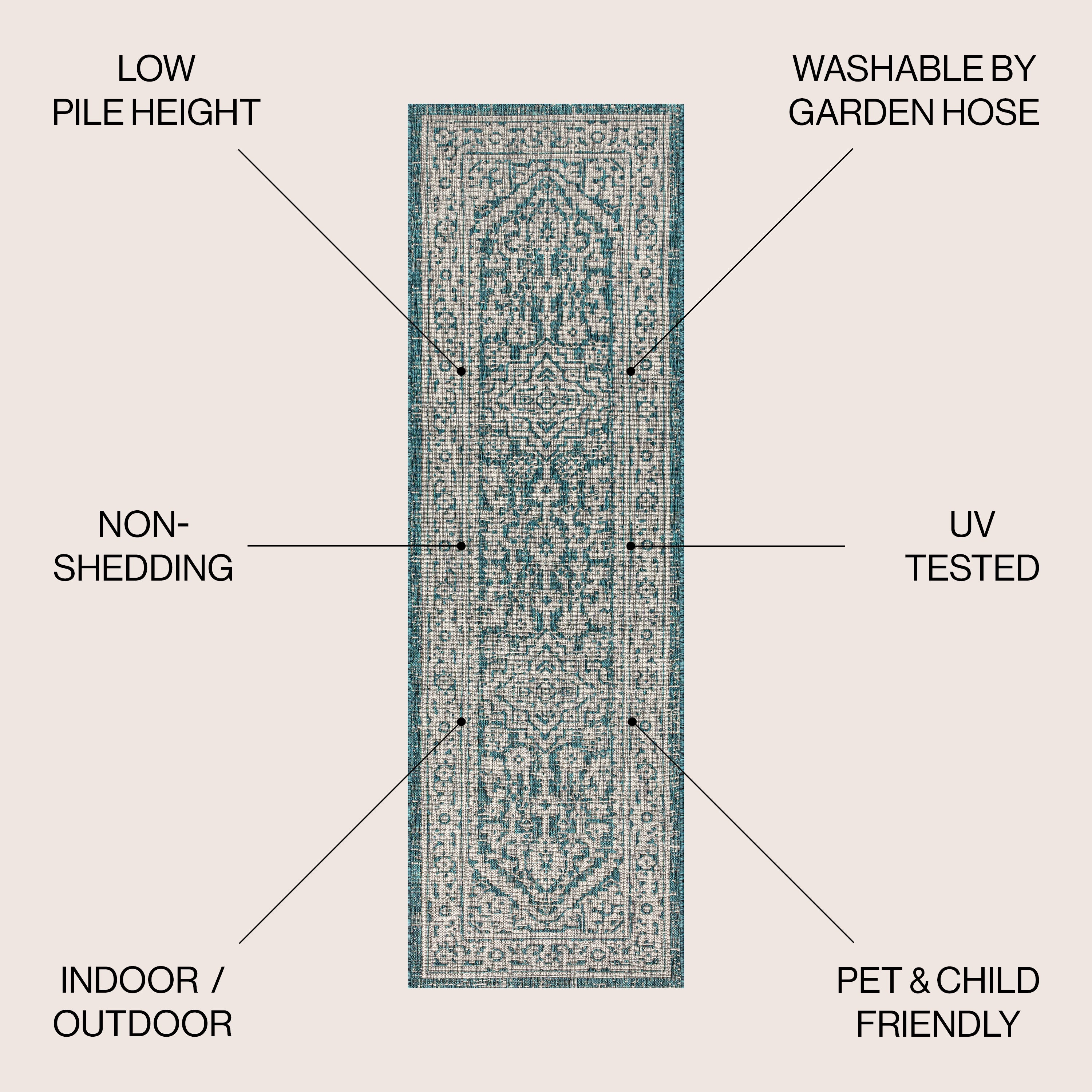 Sinjuri Medallion Textured Weave Indoor/Outdoor Area Rug